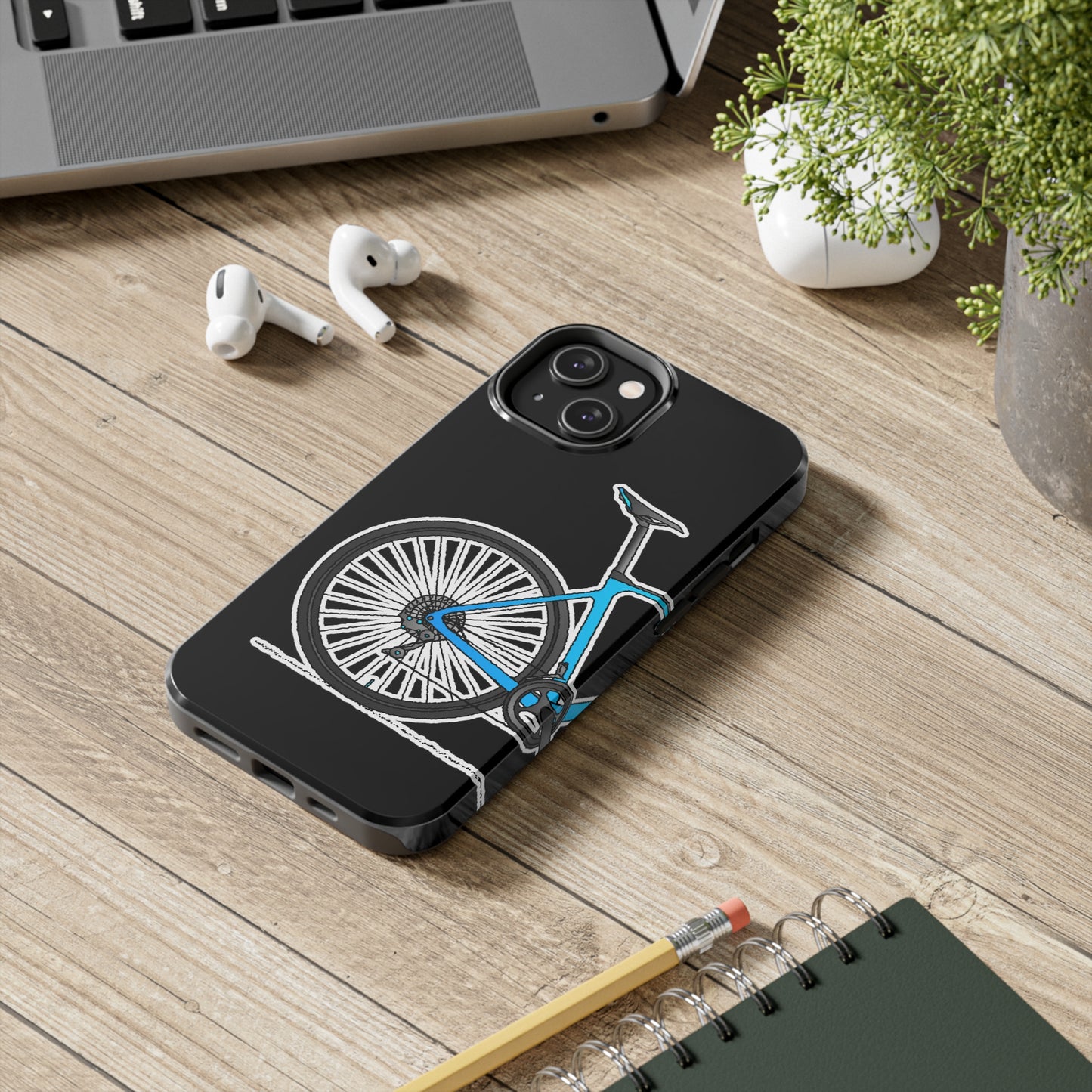 Blue Bicycle Tough iPhone Case. Road Gravel. 7,8,X,11,12,13,14. i001