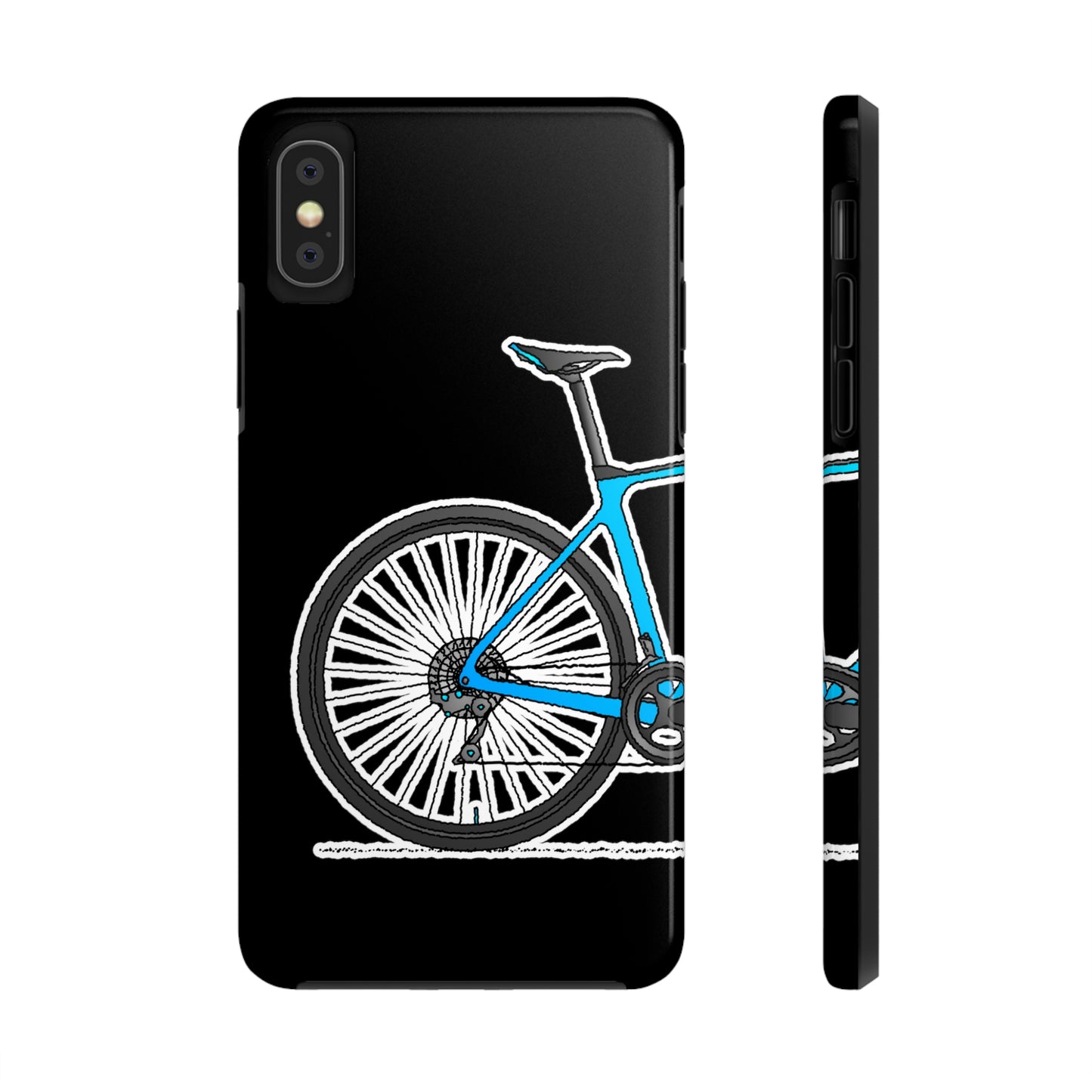 Blue Bicycle Tough iPhone Case. Road Gravel. 7,8,X,11,12,13,14. i001