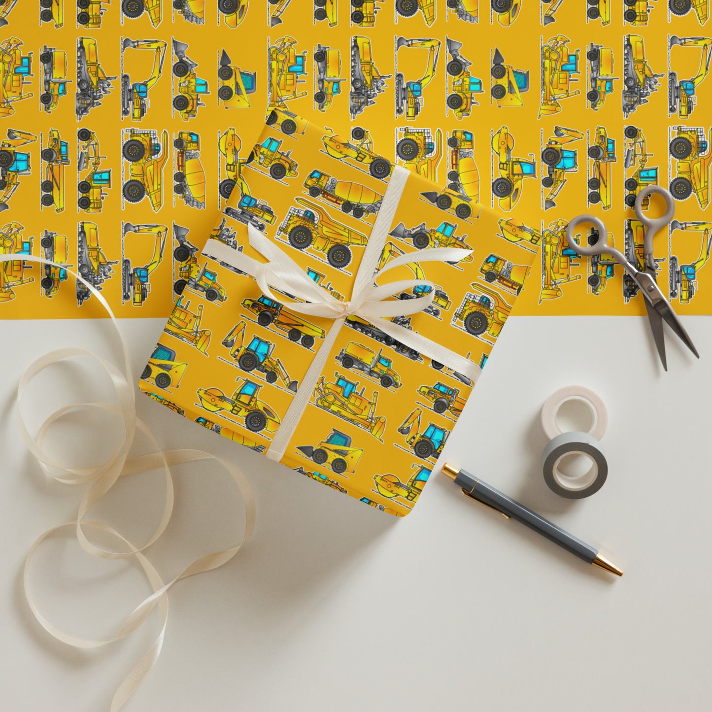 Construction Vehicle Wrapping Paper Sheets