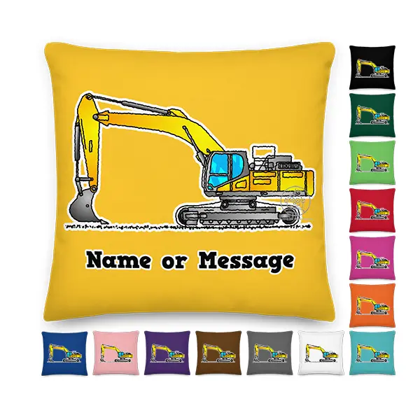 Custom Excavator Throw Pillow Cushion