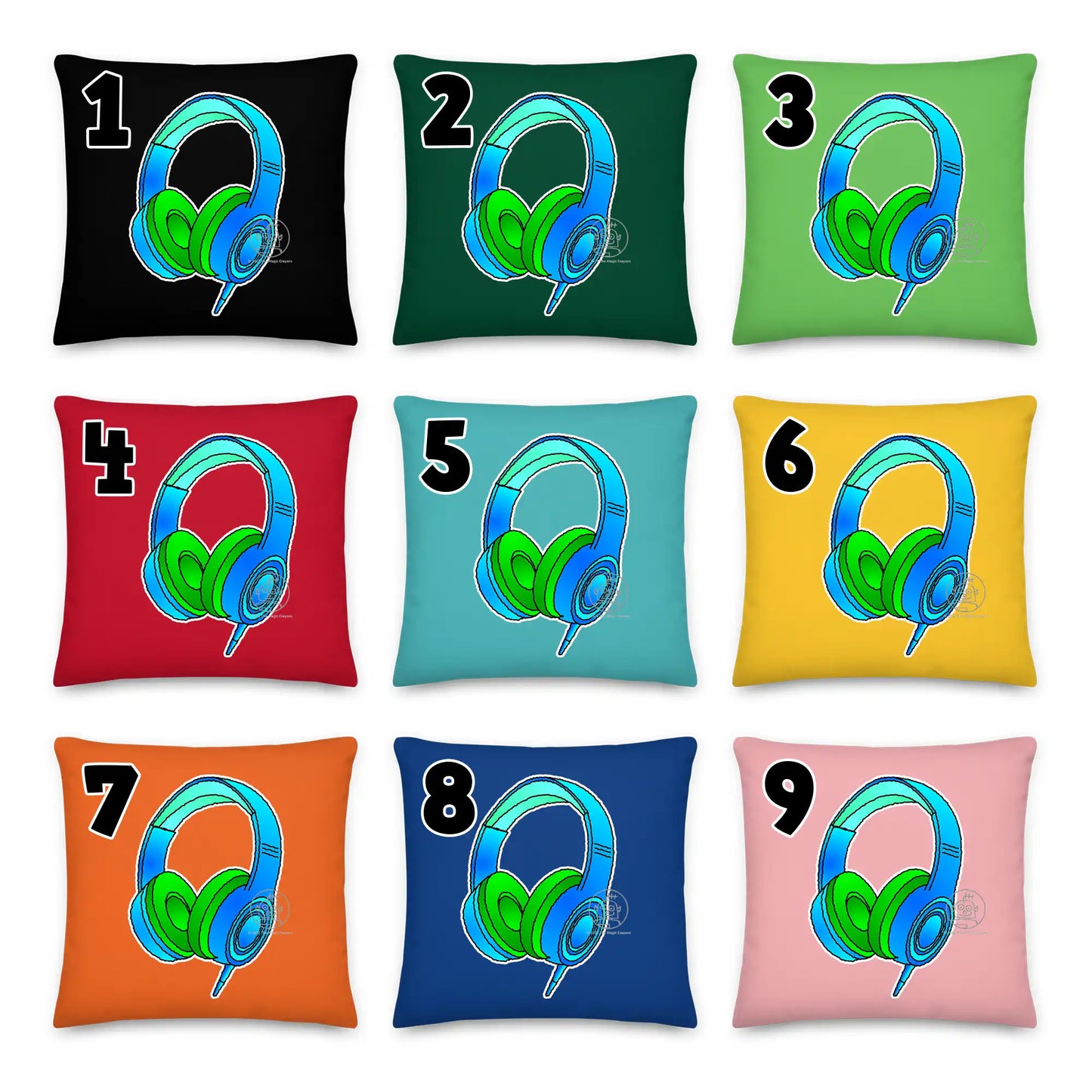 DJ Headphones Pillow Cushion, Personalized P008