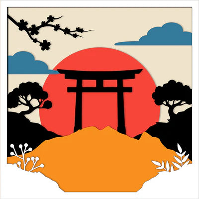 Torii at Sunrise – Japanese Wood Wall Art