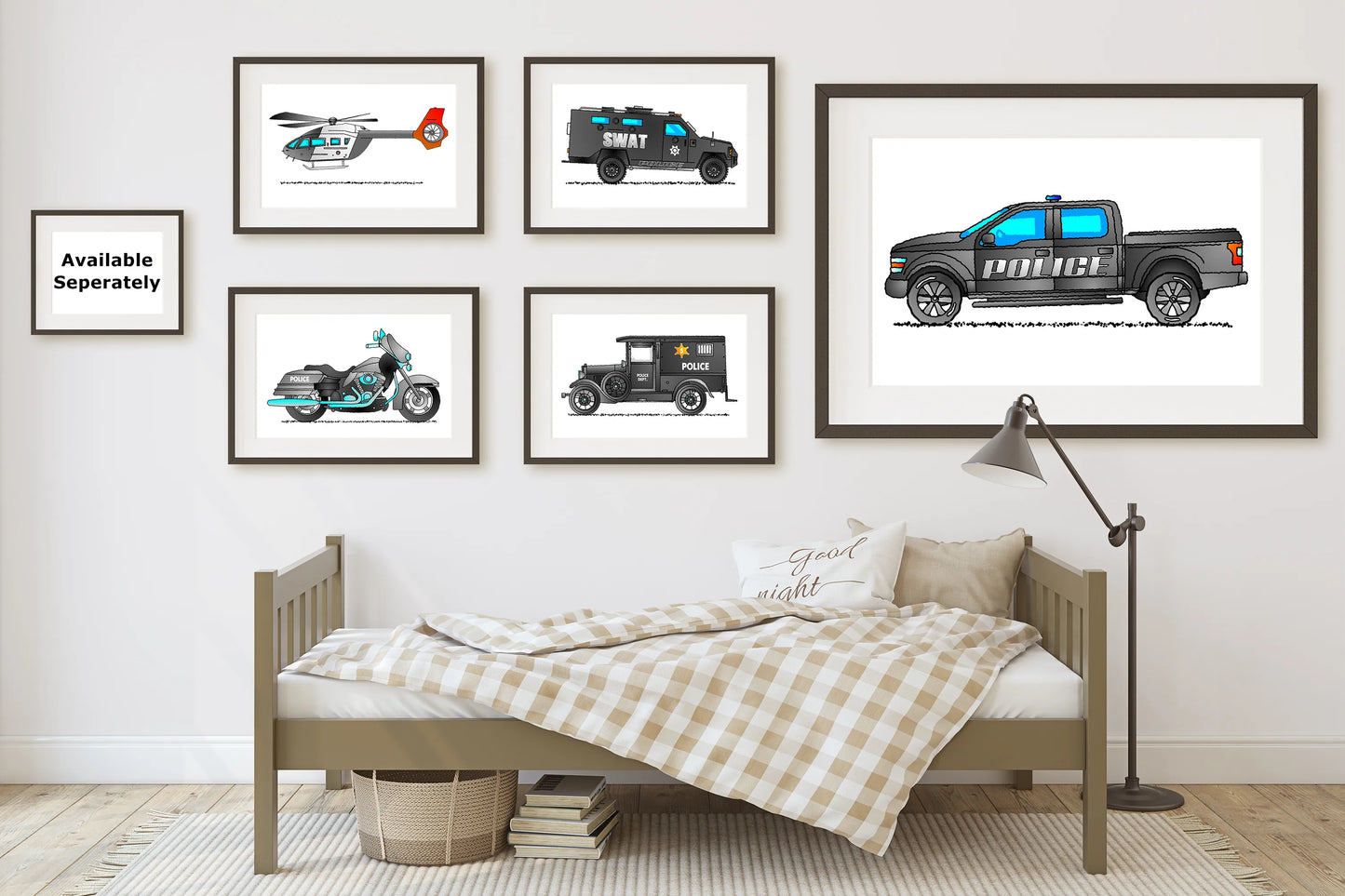 Garbage Truck, Green and White. Refuse Vehicle Print. Download E123