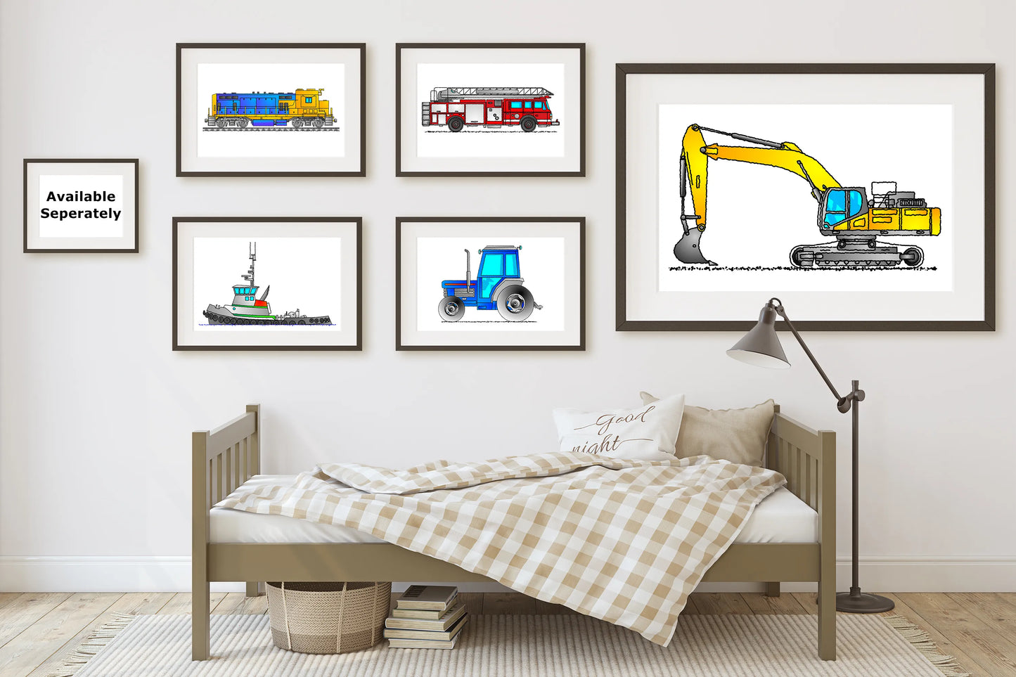 Garbage Truck, Green and White. Refuse Vehicle Print. Download E123