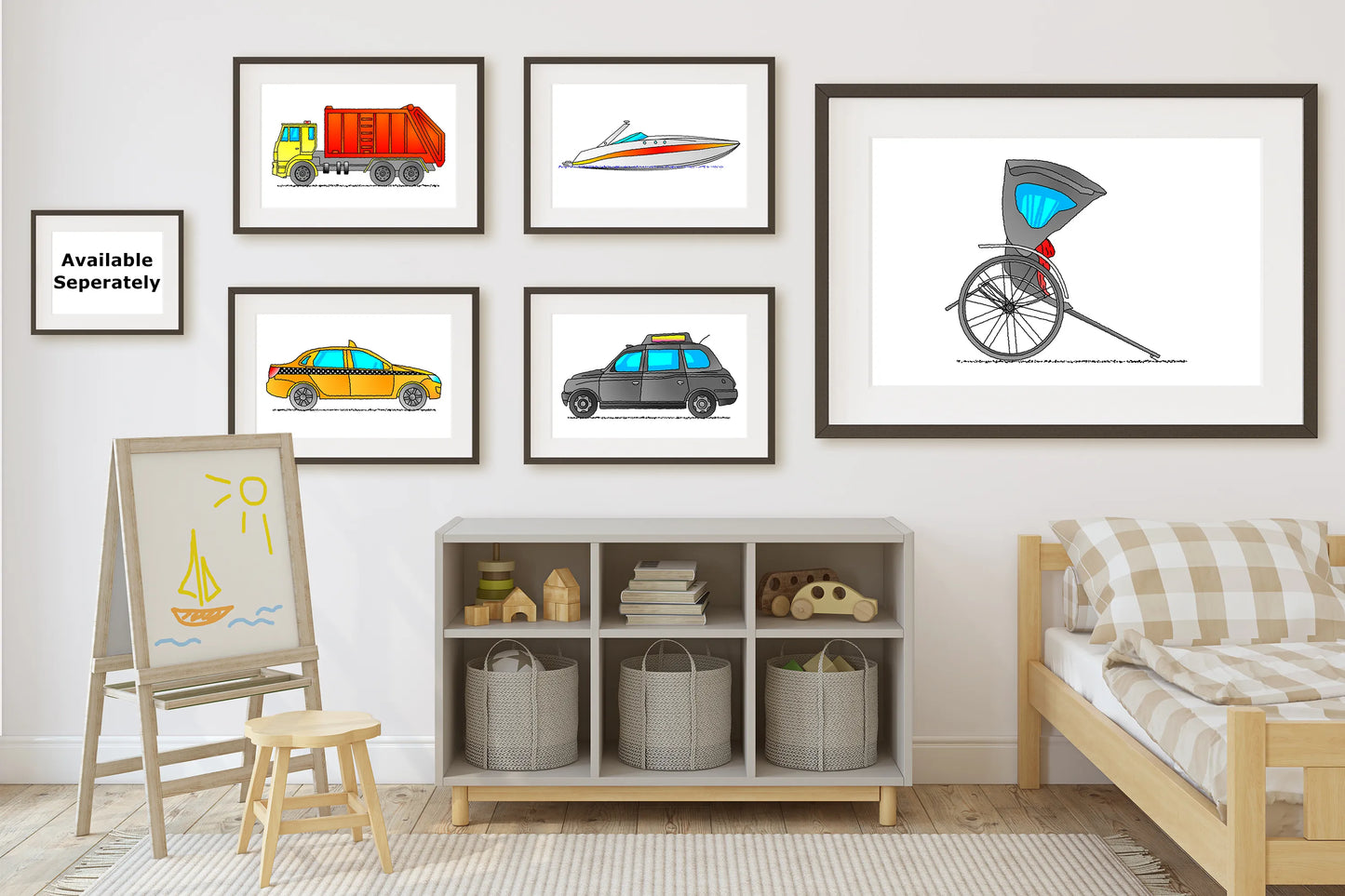 Garbage Truck, Green and White. Refuse Vehicle Print. Download E123