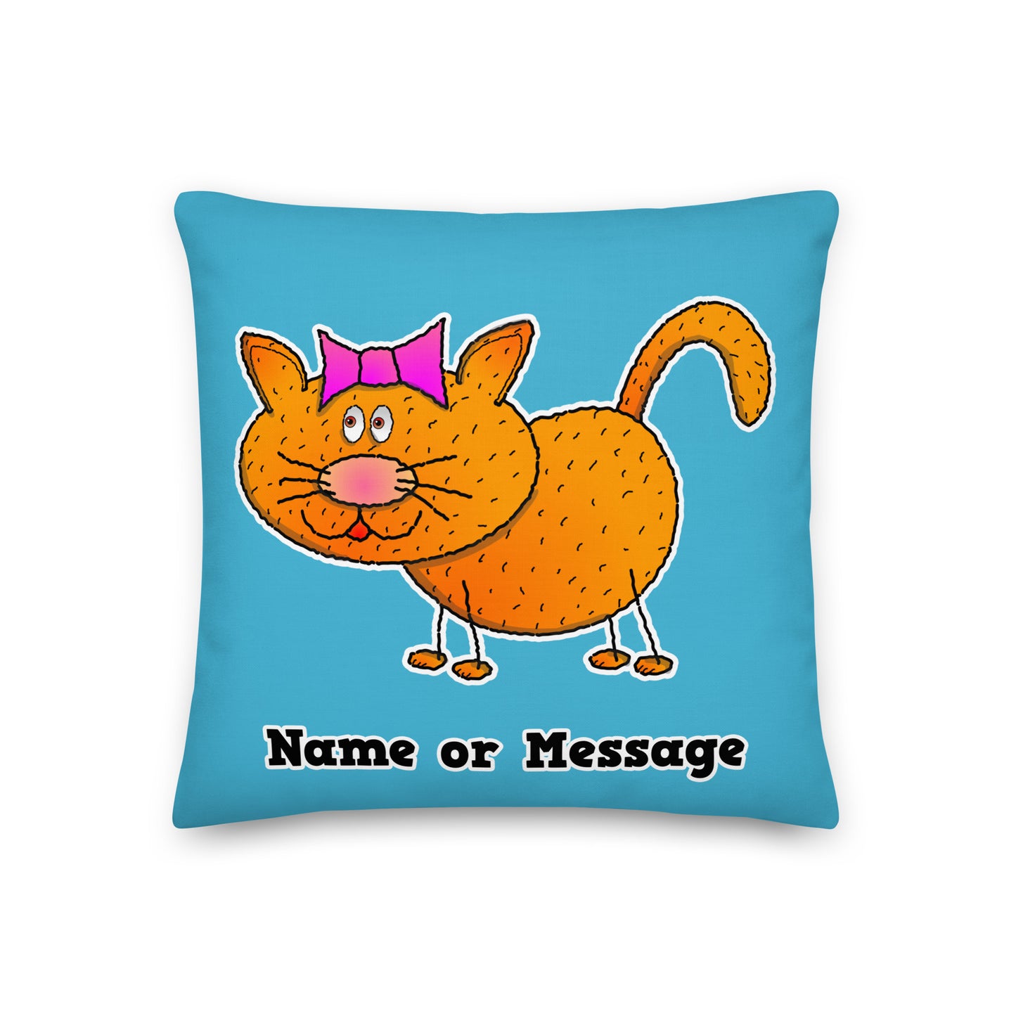 Custom Orange Kitten Pillow for Kids Room. Personalized Cat Cushion P015
