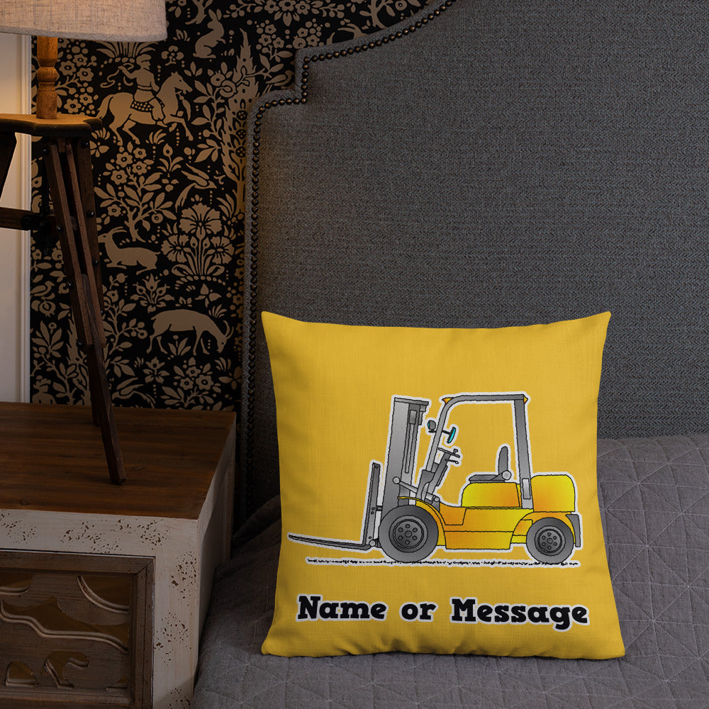 Forklift Truck Pillow Cushion. Personalized Accent Pillows Construction P012