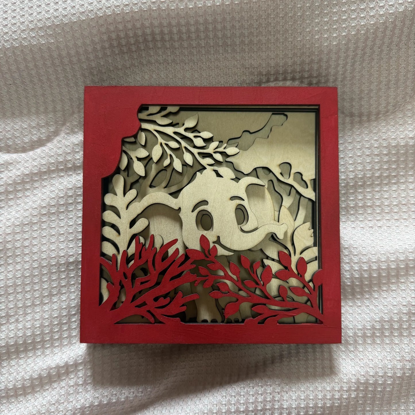 Baby Elephant Jungle Wall Art – Wooden Nursery Decor