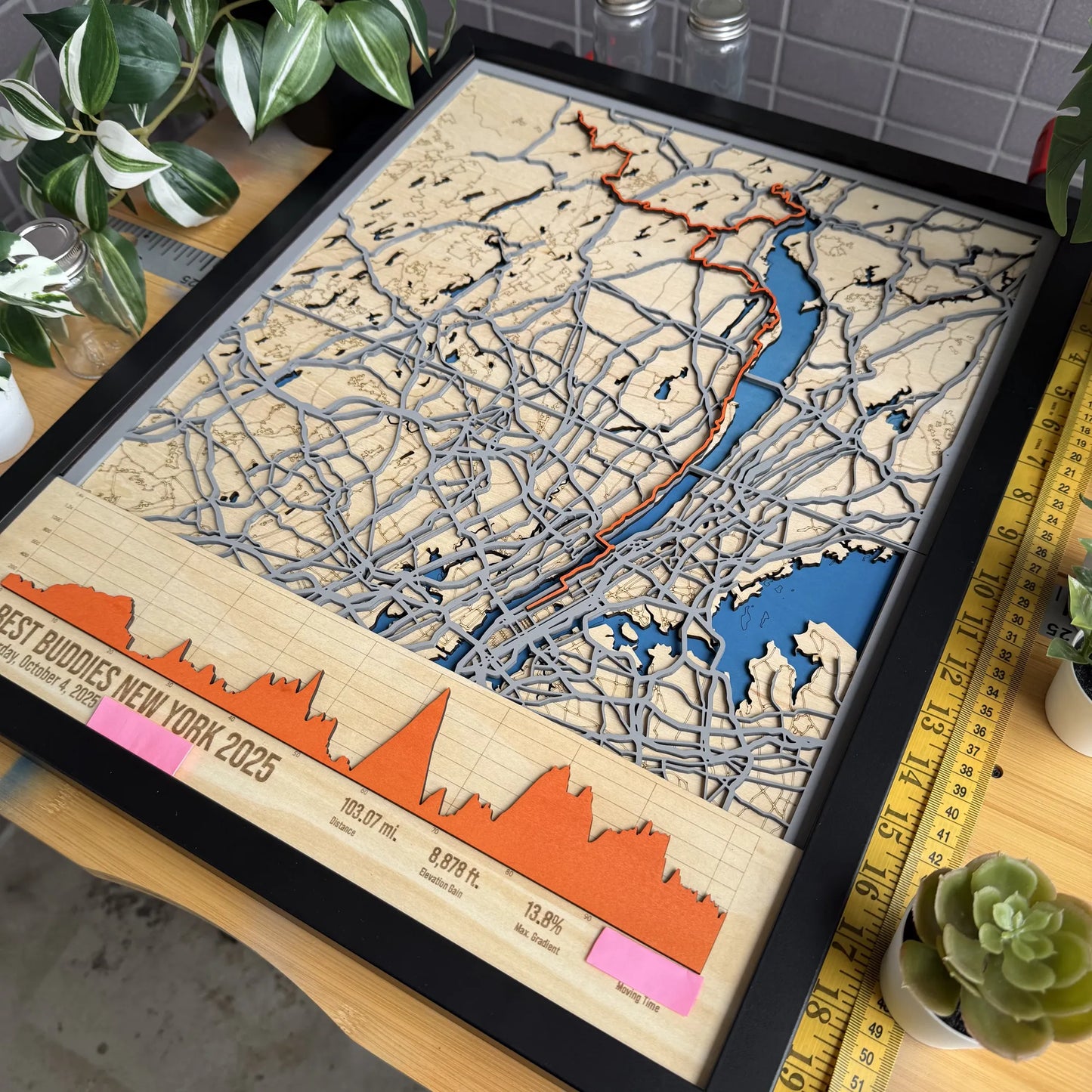 Best Buddies Challenge: New York Route map in Wood