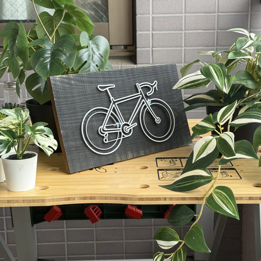 Handmade Road Bike Wall Art – Rustic Bicycle Sign on Reclaimed Wood