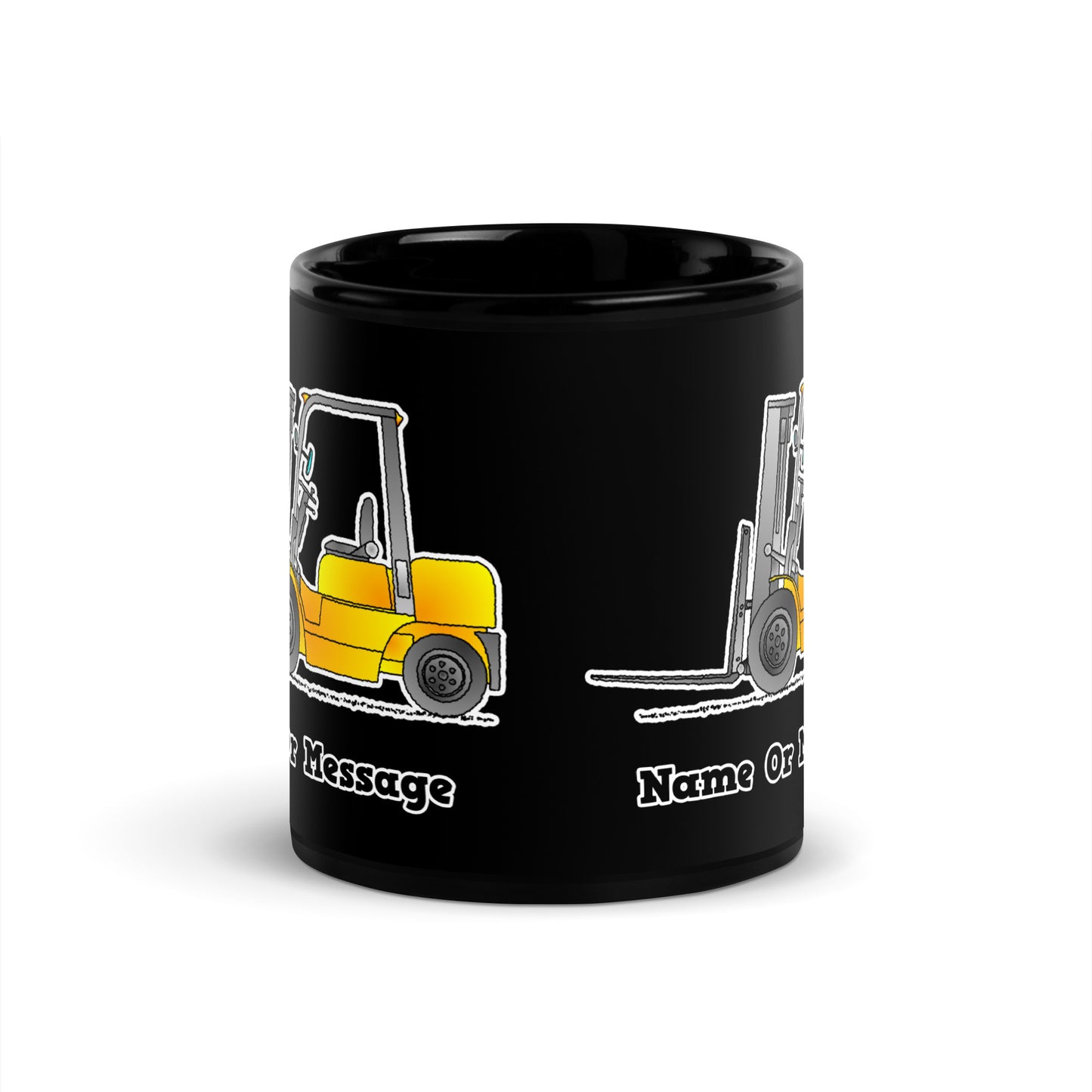 Personalized Forklift Truck Mug, Black Ceramic