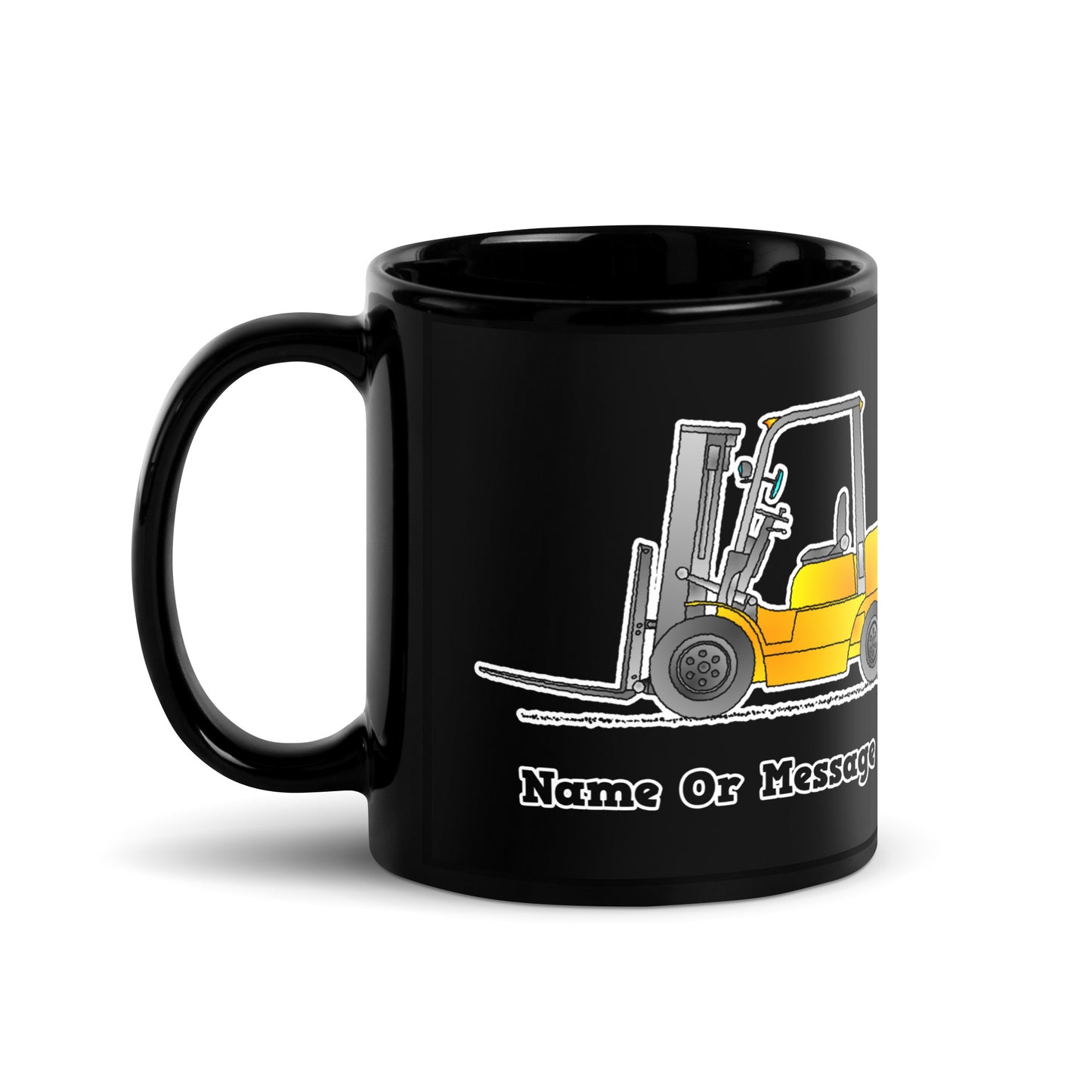 Personalized Forklift Truck Mug, Black Ceramic