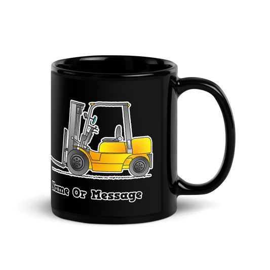 Personalized Forklift Truck Mug, Black Ceramic