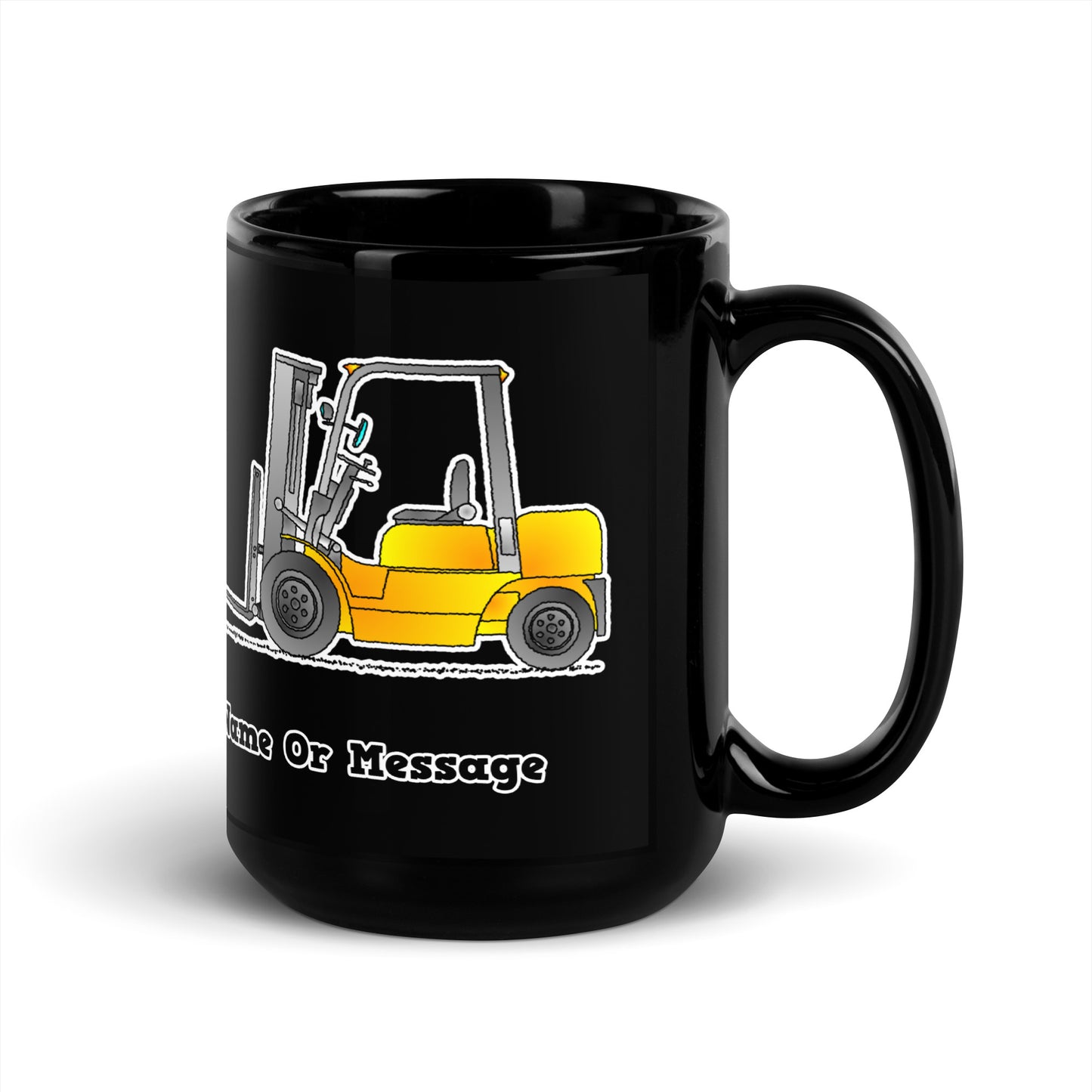 Personalized Forklift Truck Mug, Black Ceramic