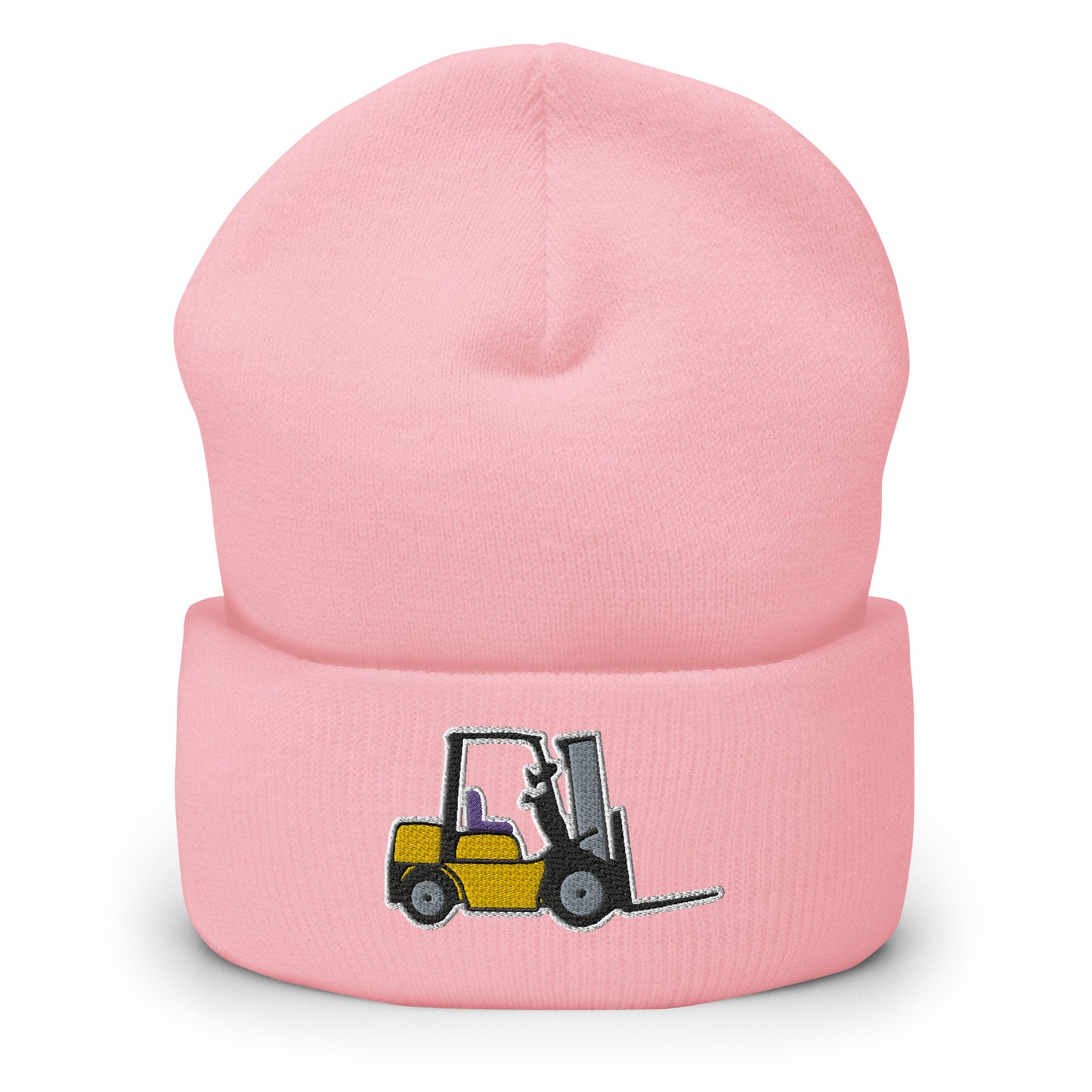 Unisex Hypoallergenic Cuffed Beanie with Embroidered Forklift - Perfect for Drivers and Operators