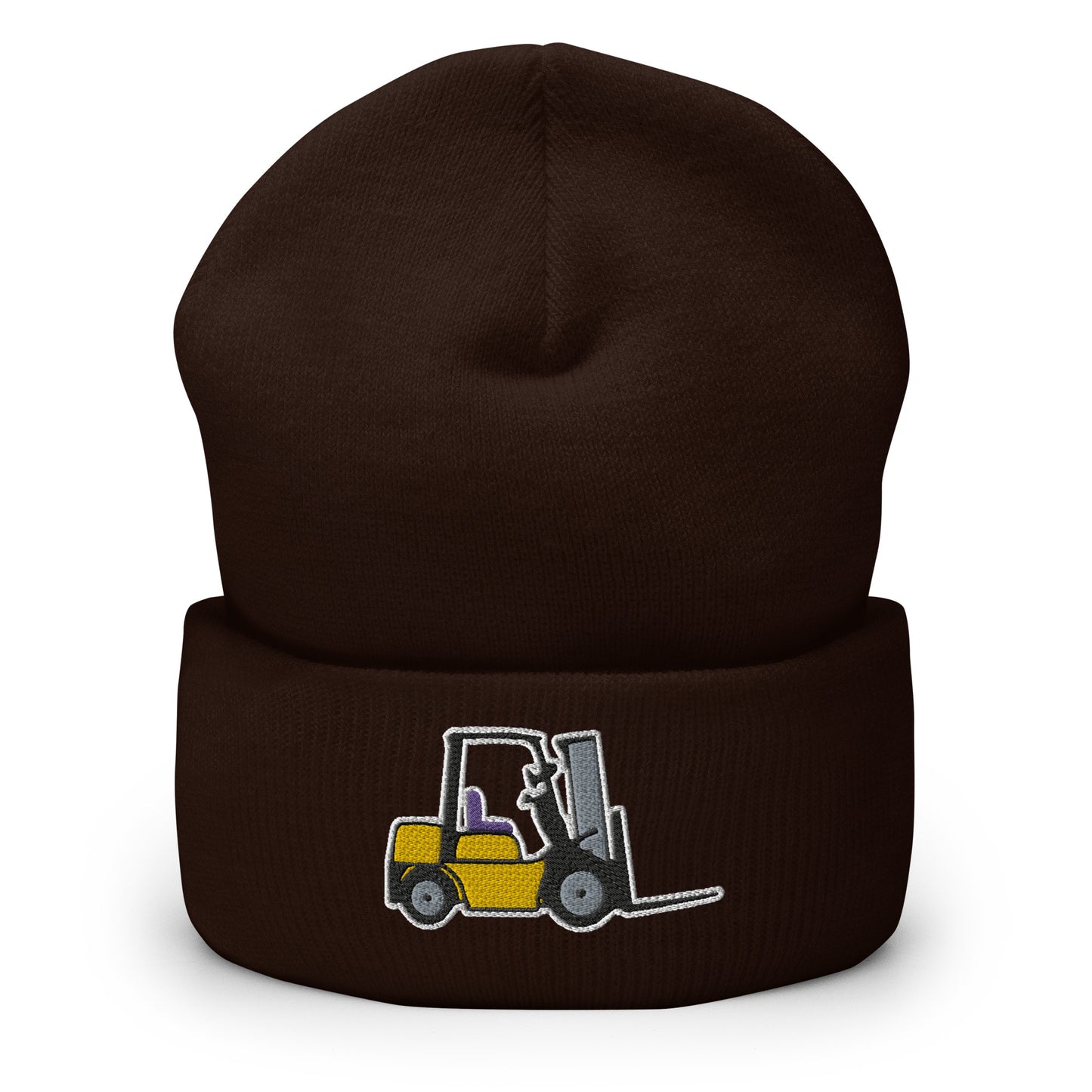 Unisex Hypoallergenic Cuffed Beanie with Embroidered Forklift - Perfect for Drivers and Operators