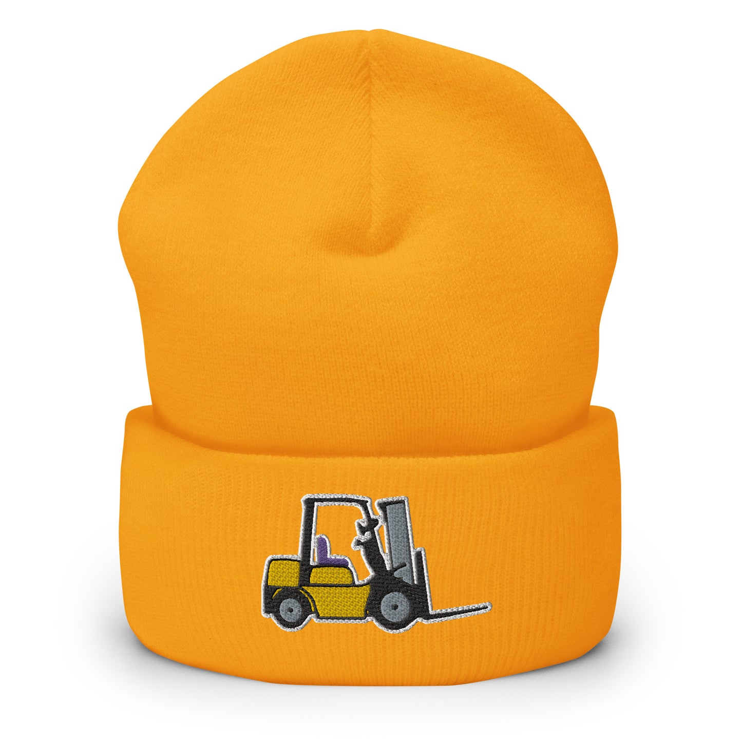 Unisex Hypoallergenic Cuffed Beanie with Embroidered Forklift - Perfect for Drivers and Operators