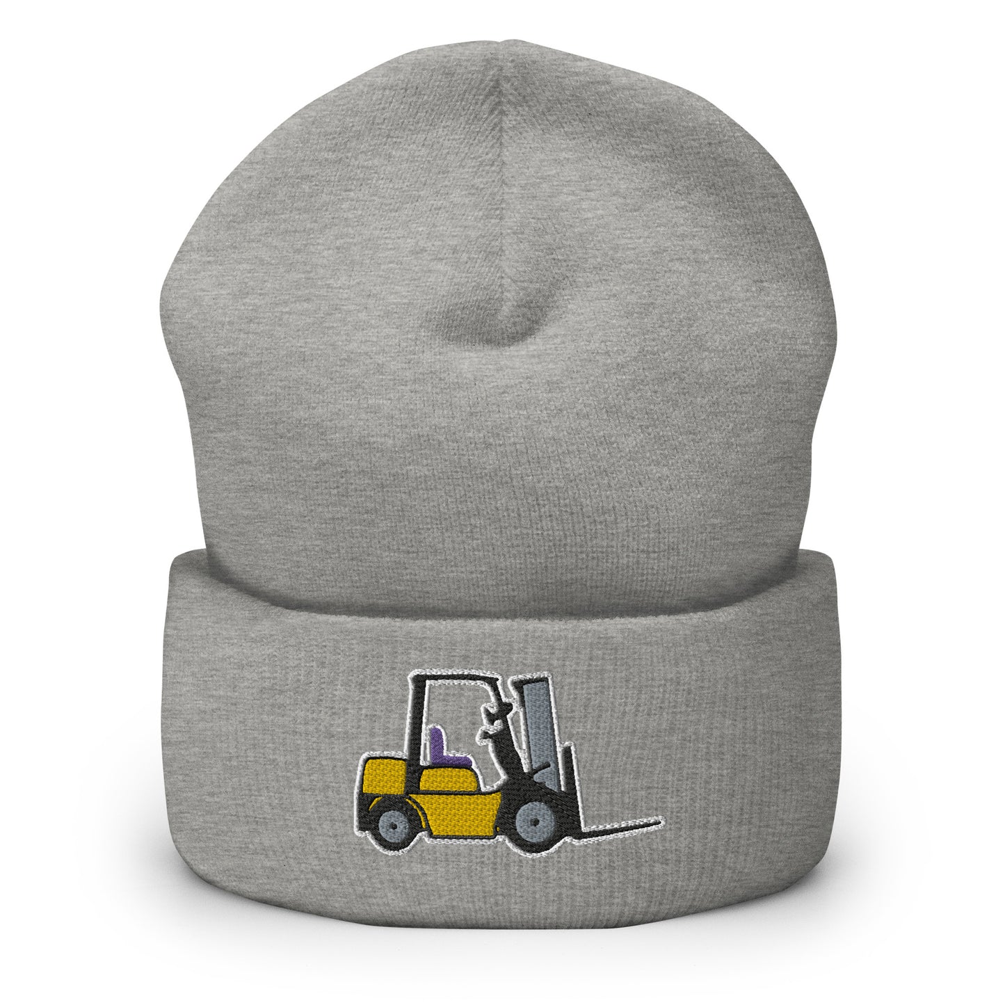 Unisex Hypoallergenic Cuffed Beanie with Embroidered Forklift - Perfect for Drivers and Operators