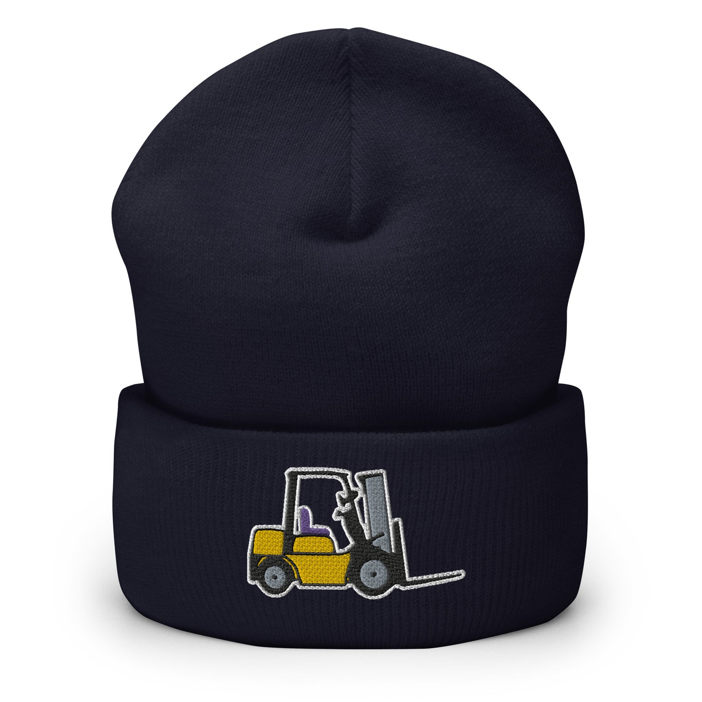 Unisex Hypoallergenic Cuffed Beanie with Embroidered Forklift - Perfect for Drivers and Operators