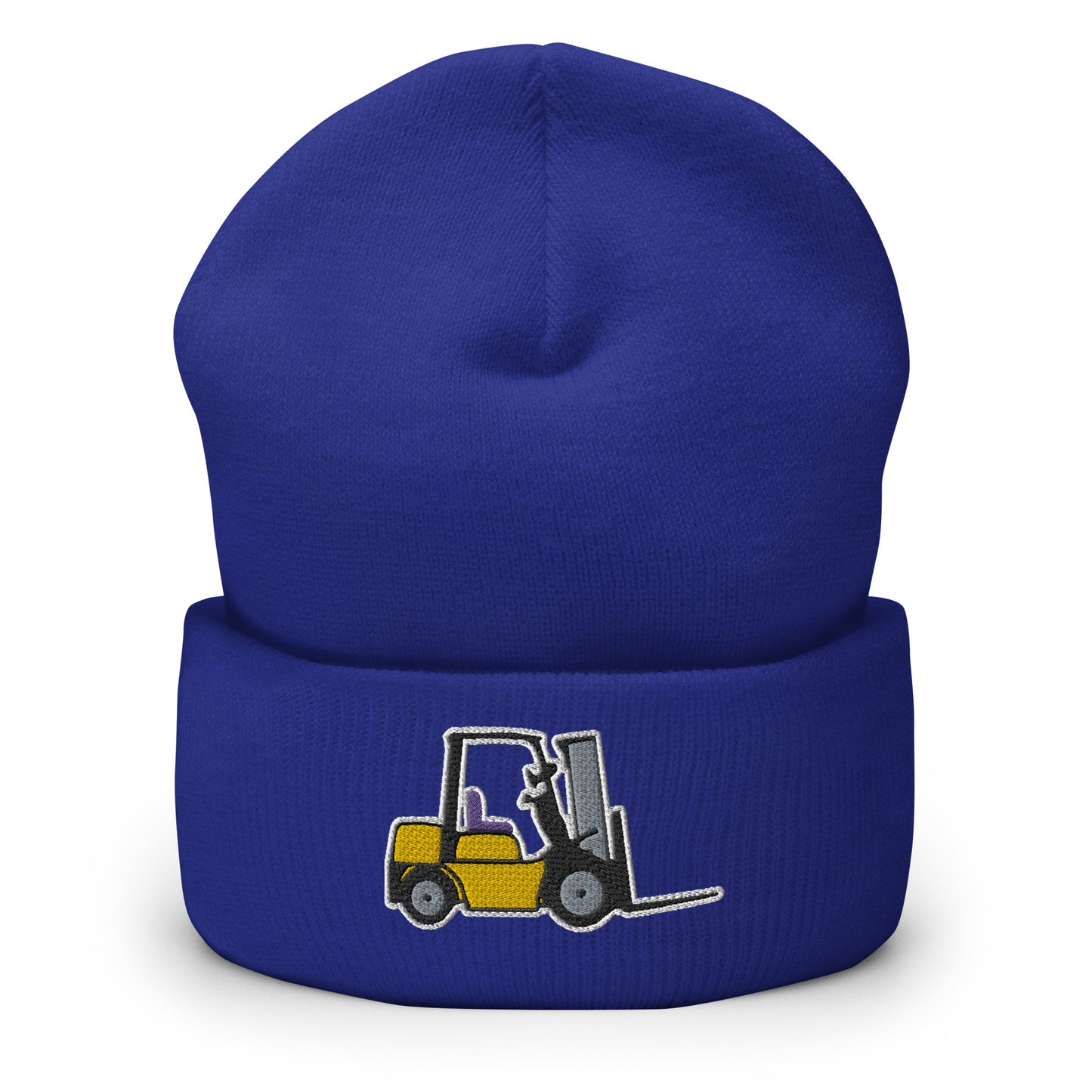 Unisex Hypoallergenic Cuffed Beanie with Embroidered Forklift - Perfect for Drivers and Operators
