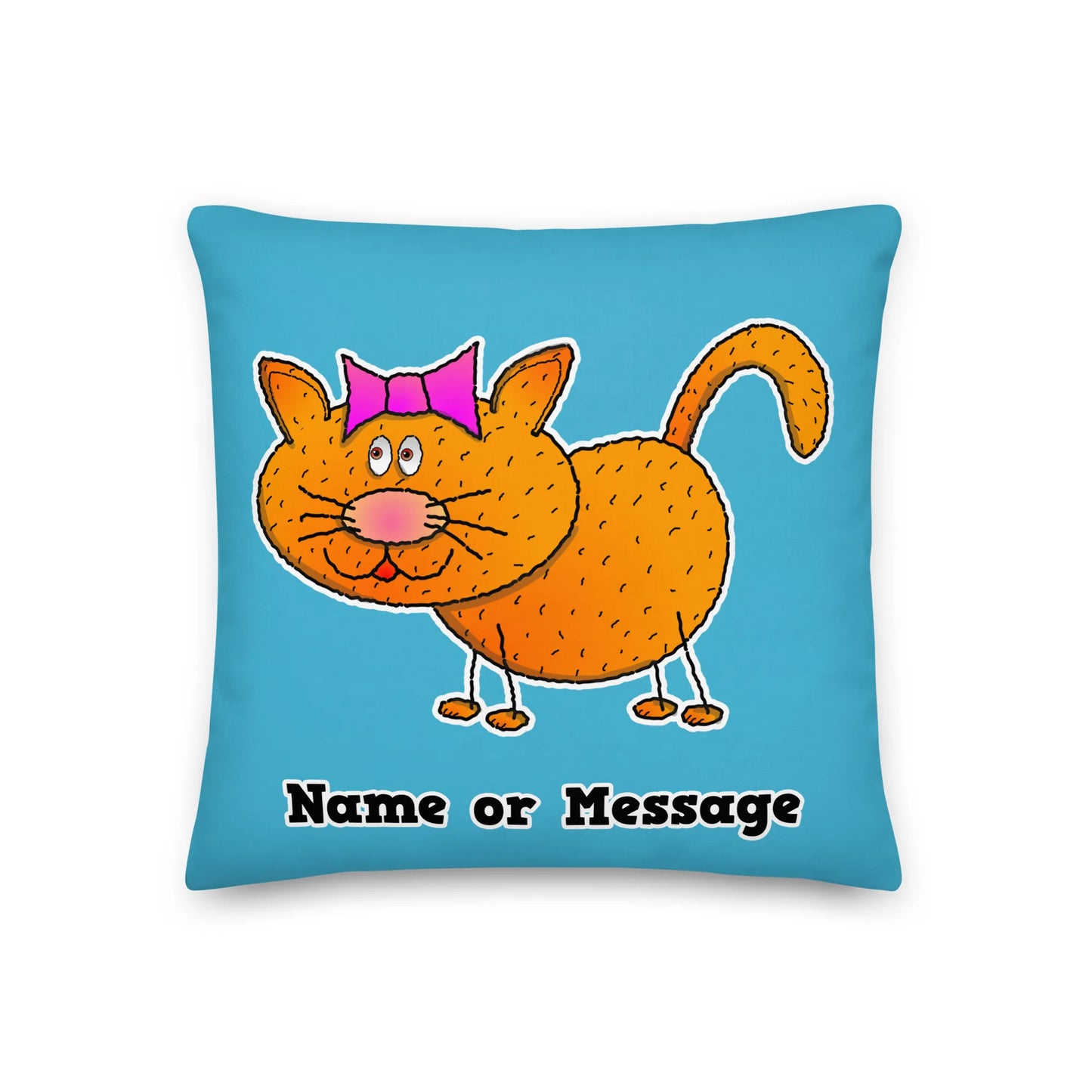 Custom Orange Kitten Pillow for Kids Room. Personalized Cat Cushion P015
