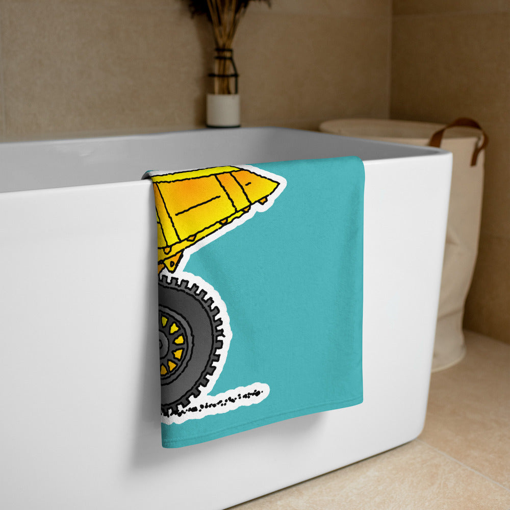 Yellow Dump Truck Beach & Bath Towel – Soft, Absorbent, 30″ × 60