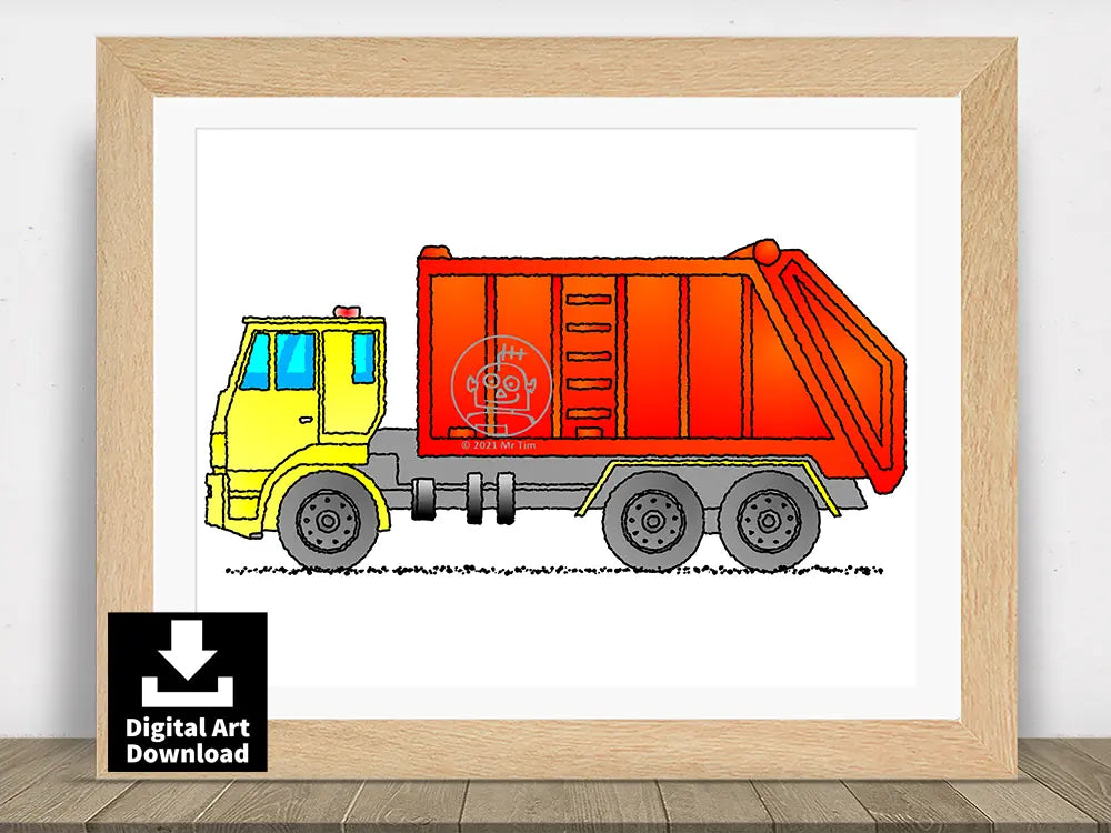 Garbage Truck / Rubbish Truck – Yellow and Red E027