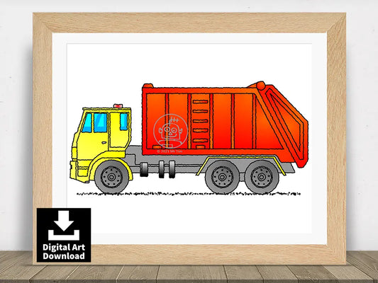 Garbage Truck / Rubbish Truck – Yellow and Red E027