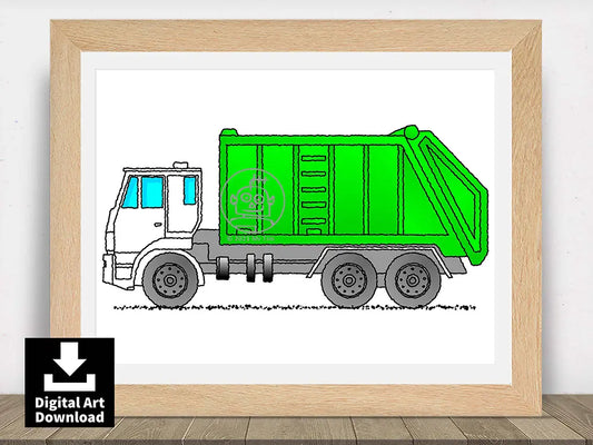Garbage Truck – White Cab and Green Body E122