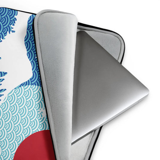 Great Wave with Red Sun Laptop Sleeve – Hokusai Art Case – 13" & 15" Sizes – Water-Resistant