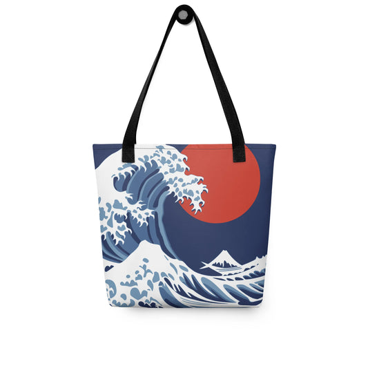 Hokusai Red Sun Tote Bag – Great Wave All-Over Print Cotton Handle Bag