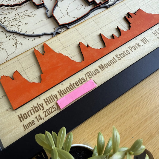 Horribly Hilly Hundreds Route Map – Handcrafted Wooden Cycling Map