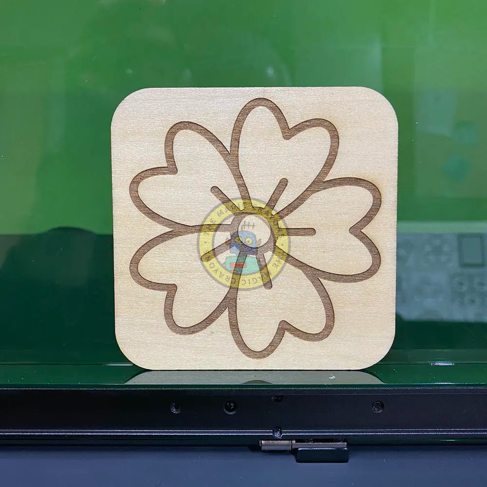 Japanese Cherry Blossom Coaster – Laser Engraved Plywood