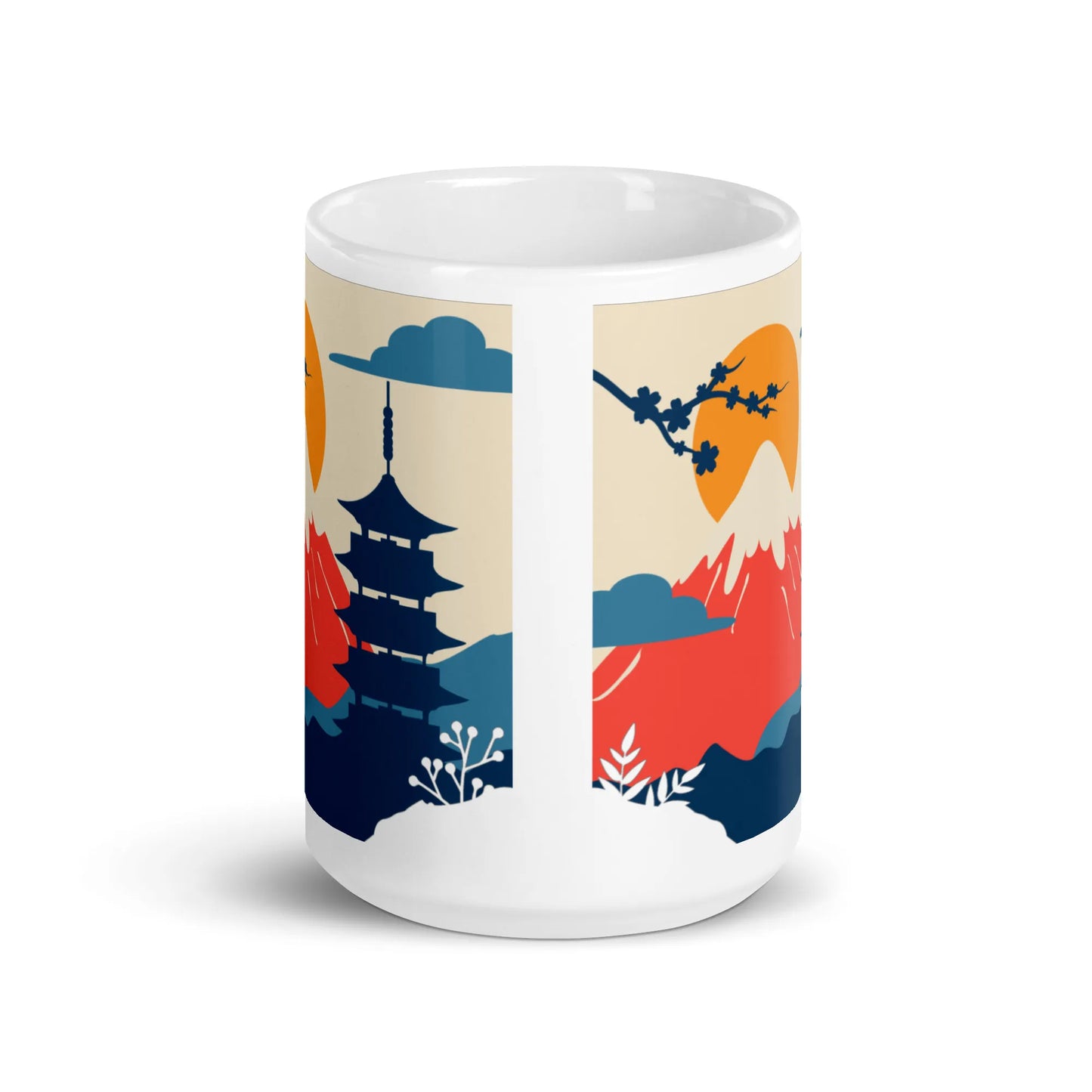 Mt. Fuji Mug – Pagoda & Cherry Blossom Scene