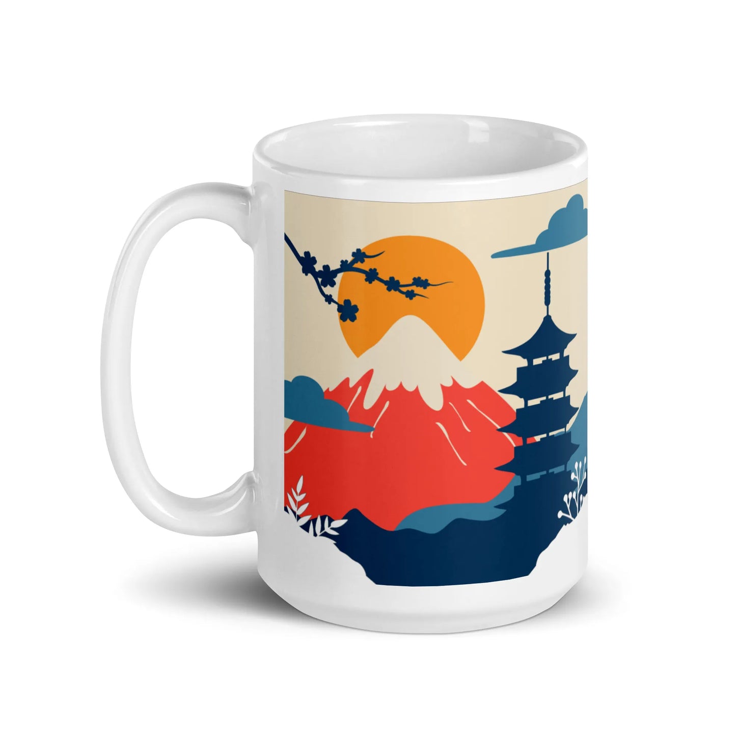 Mt. Fuji Mug – Pagoda & Cherry Blossom Scene