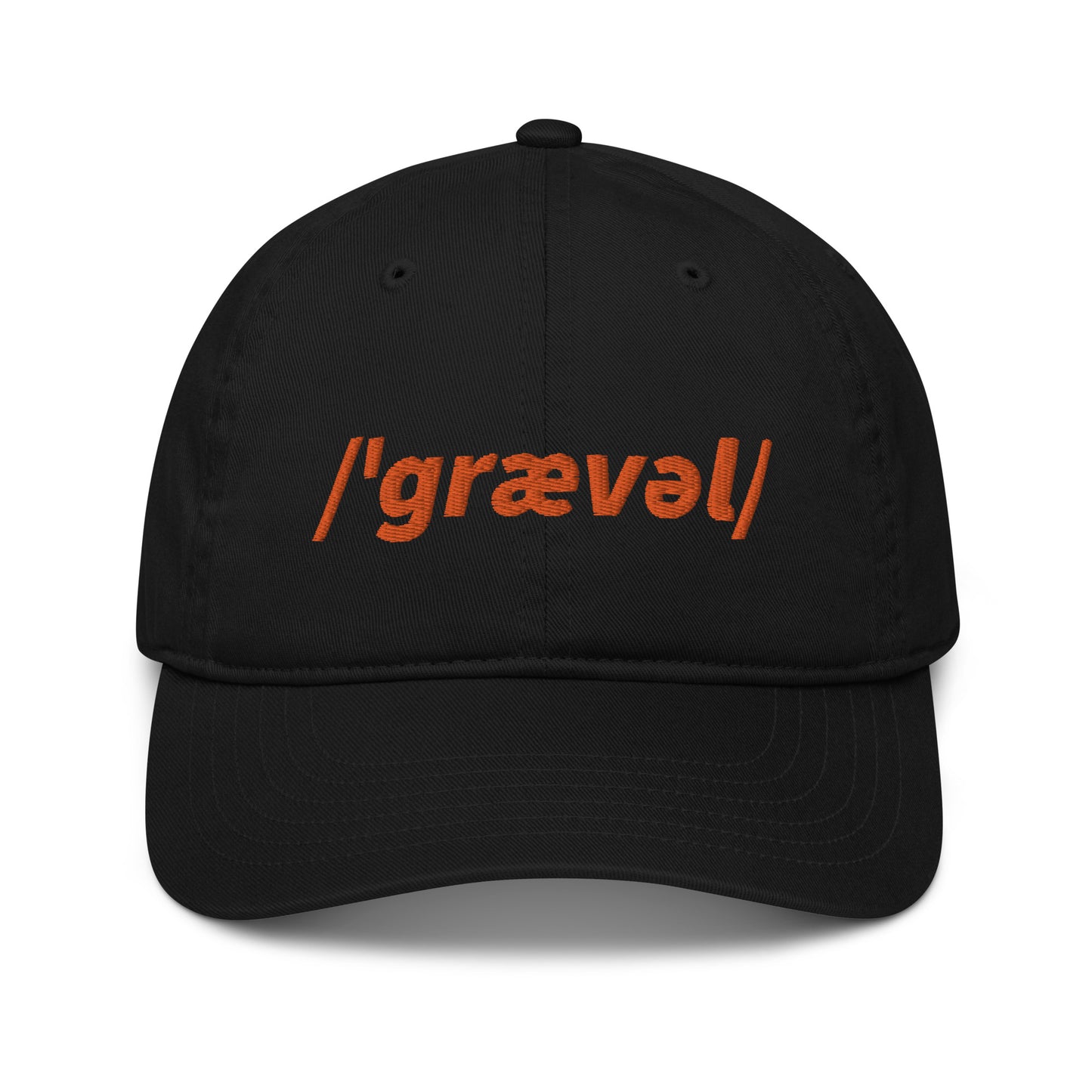 Gravel Cyclist Embroidered Organic Baseball Cap, Phonetic Spelling, Adult