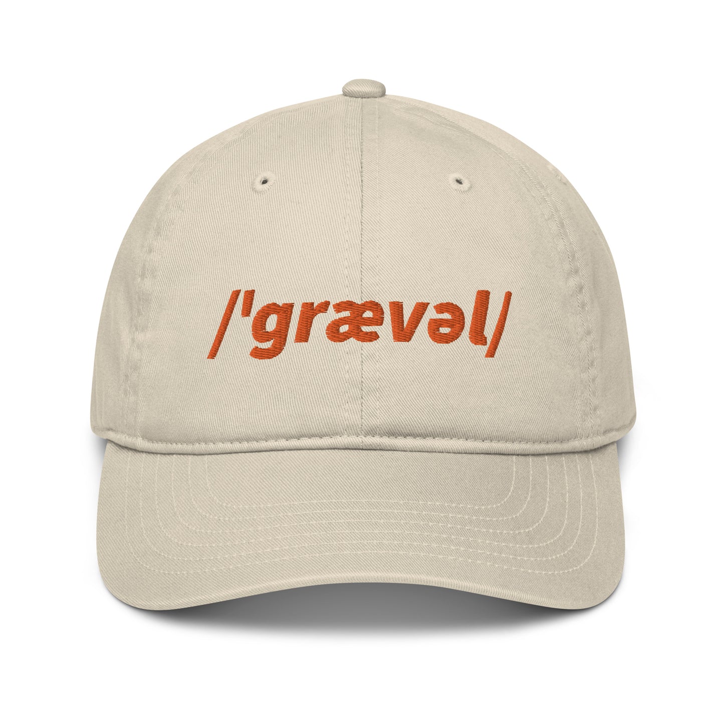 Gravel Cyclist Embroidered Organic Baseball Cap, Phonetic Spelling, Adult