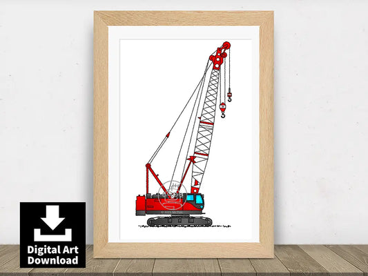 Red Crawler Crane with Twin Hooks E112