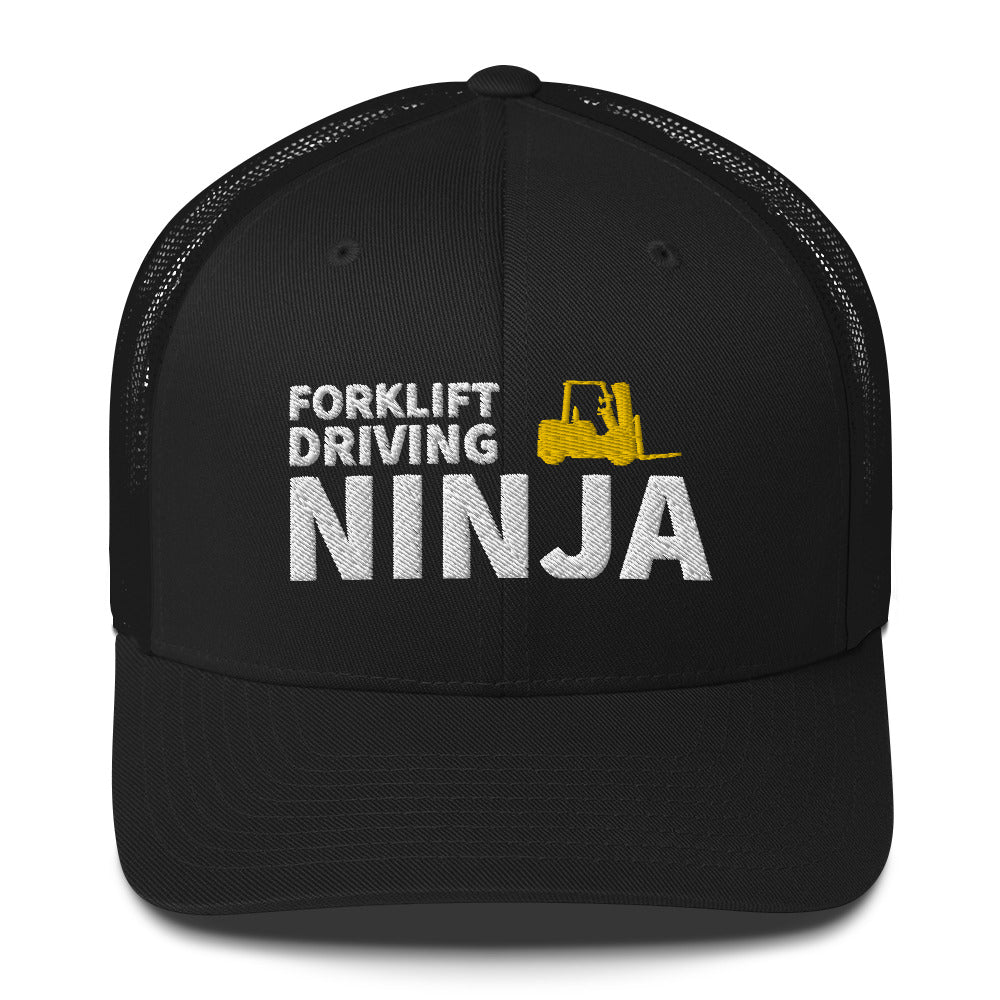 Forklift Driving Ninja Cap. Embroidered Trucker Cap