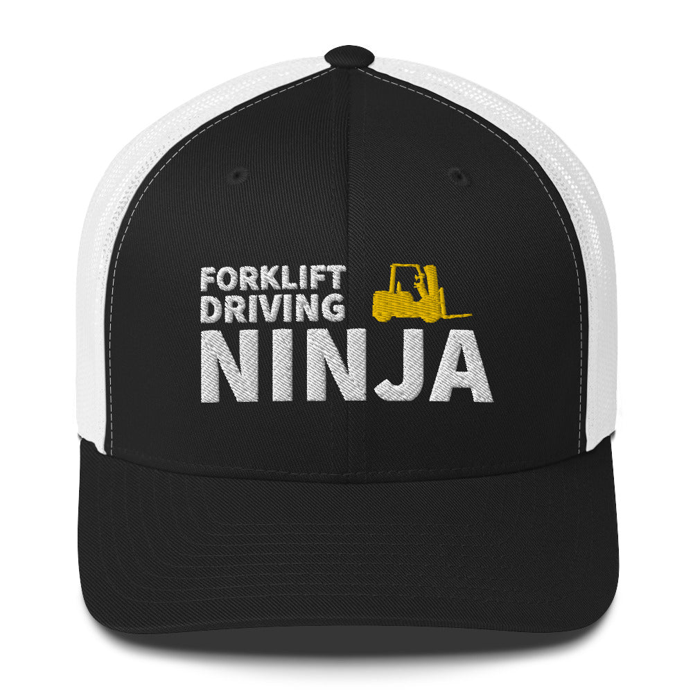 Forklift Driving Ninja Cap. Embroidered Trucker Cap
