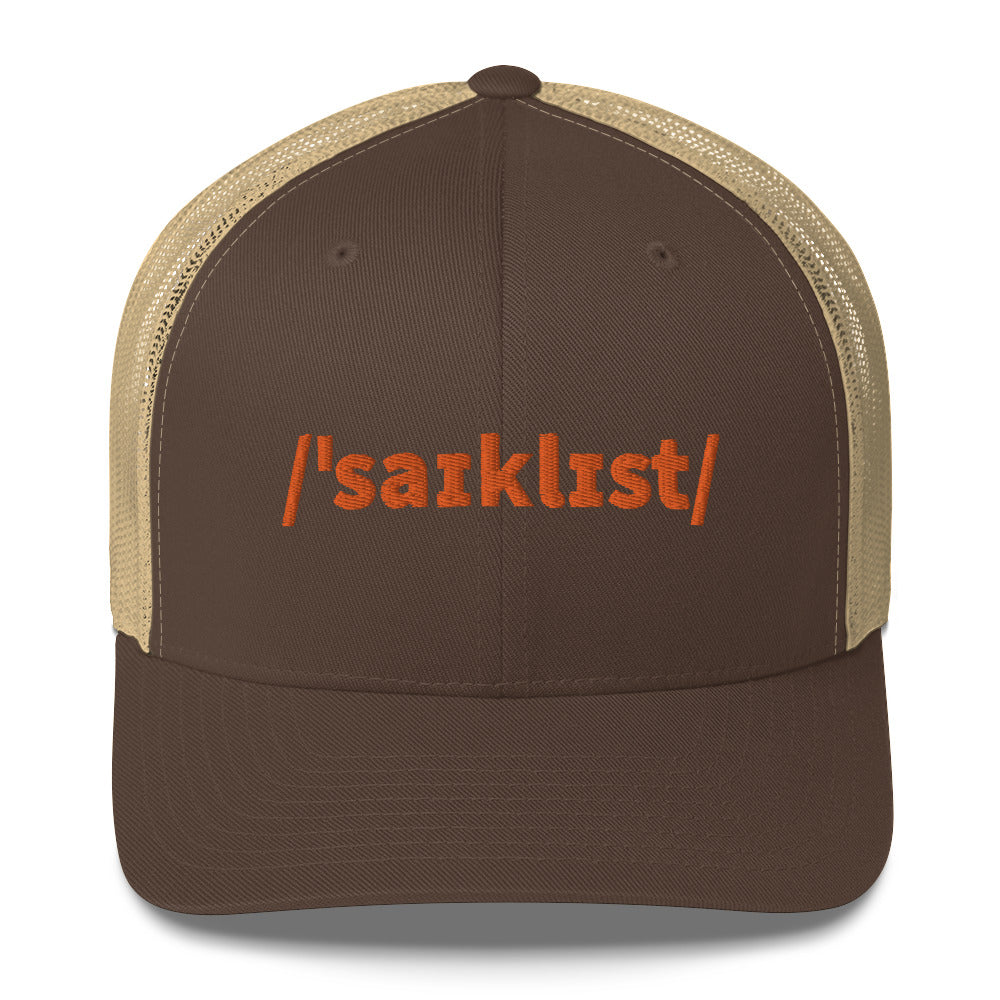 Cyclist Truckers Cap, Phonetic Spelling, Adult Cyclist