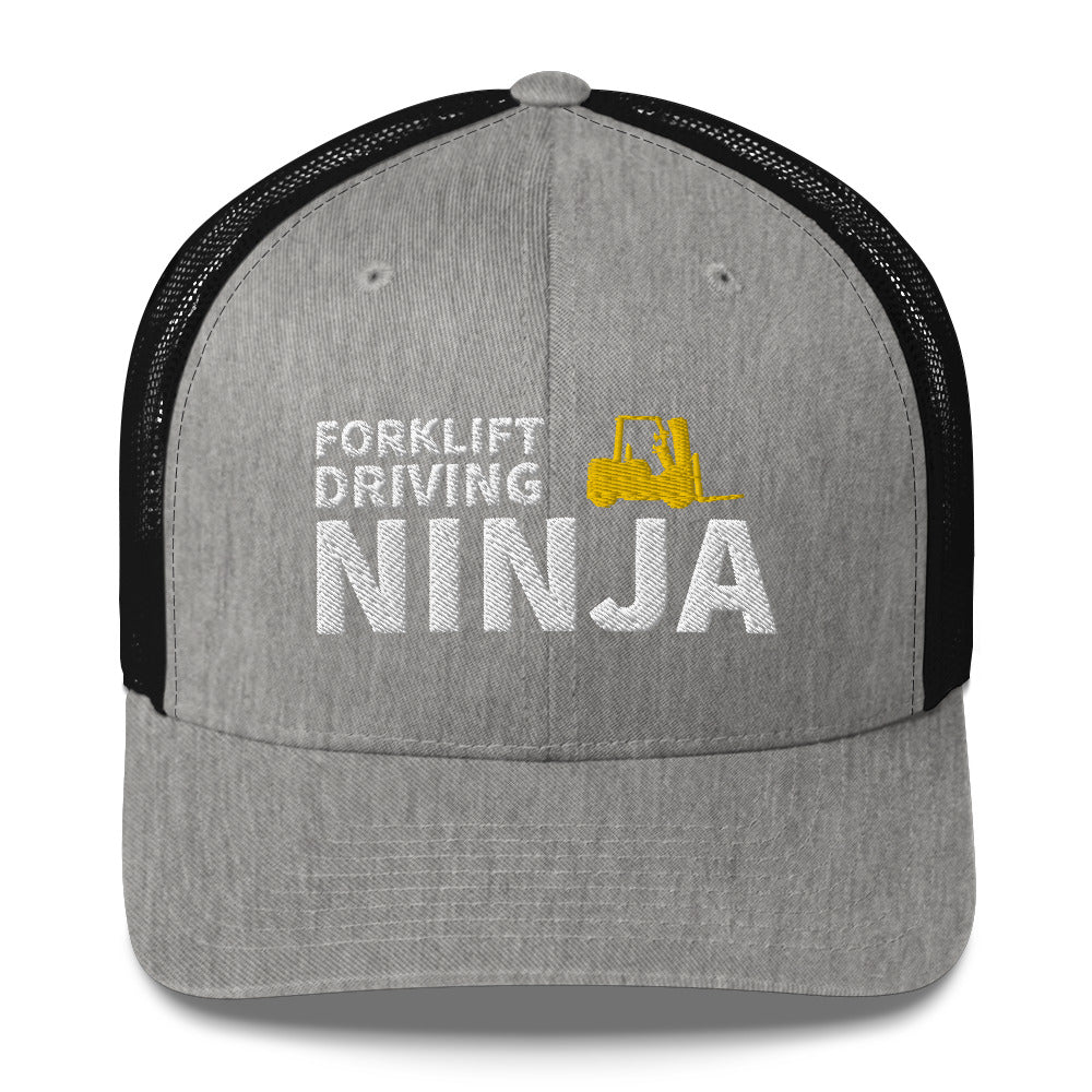 Forklift Driving Ninja Cap. Embroidered Trucker Cap