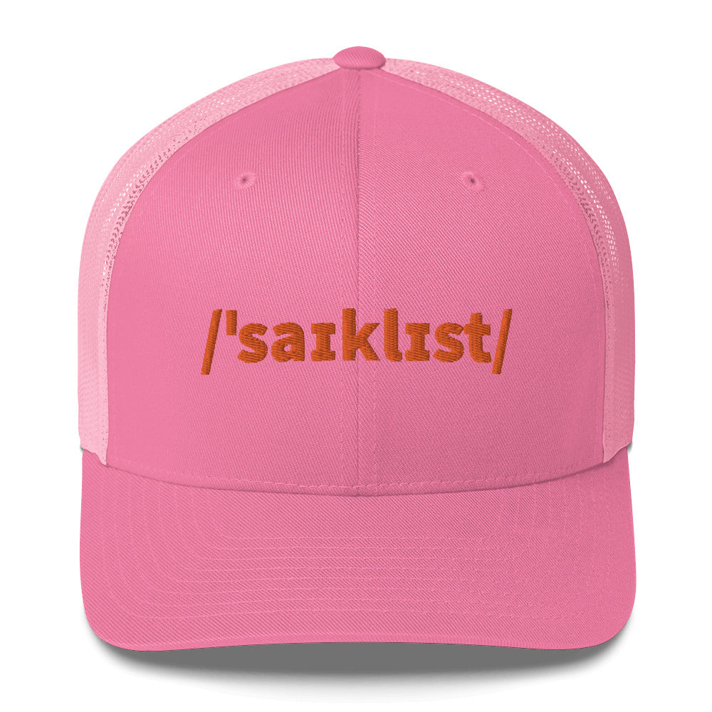 Cyclist Truckers Cap, Phonetic Spelling, Adult Cyclist