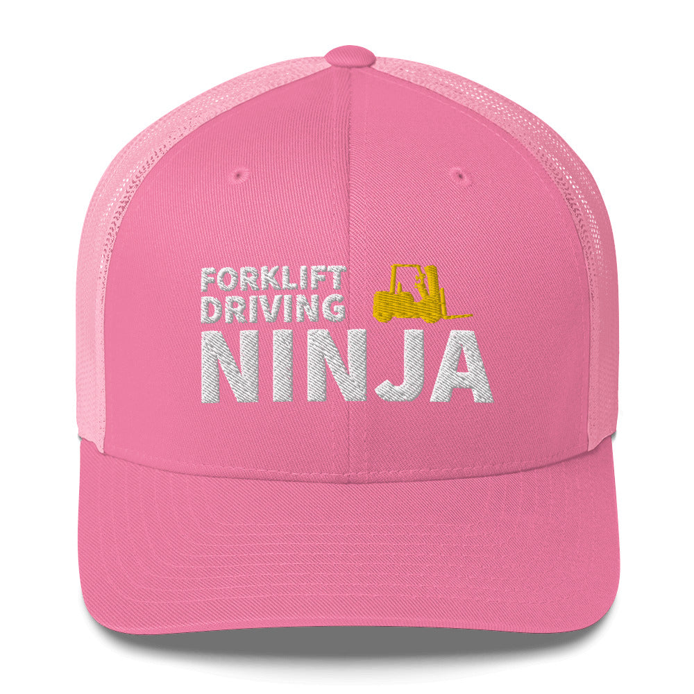 Forklift Driving Ninja Cap. Embroidered Trucker Cap