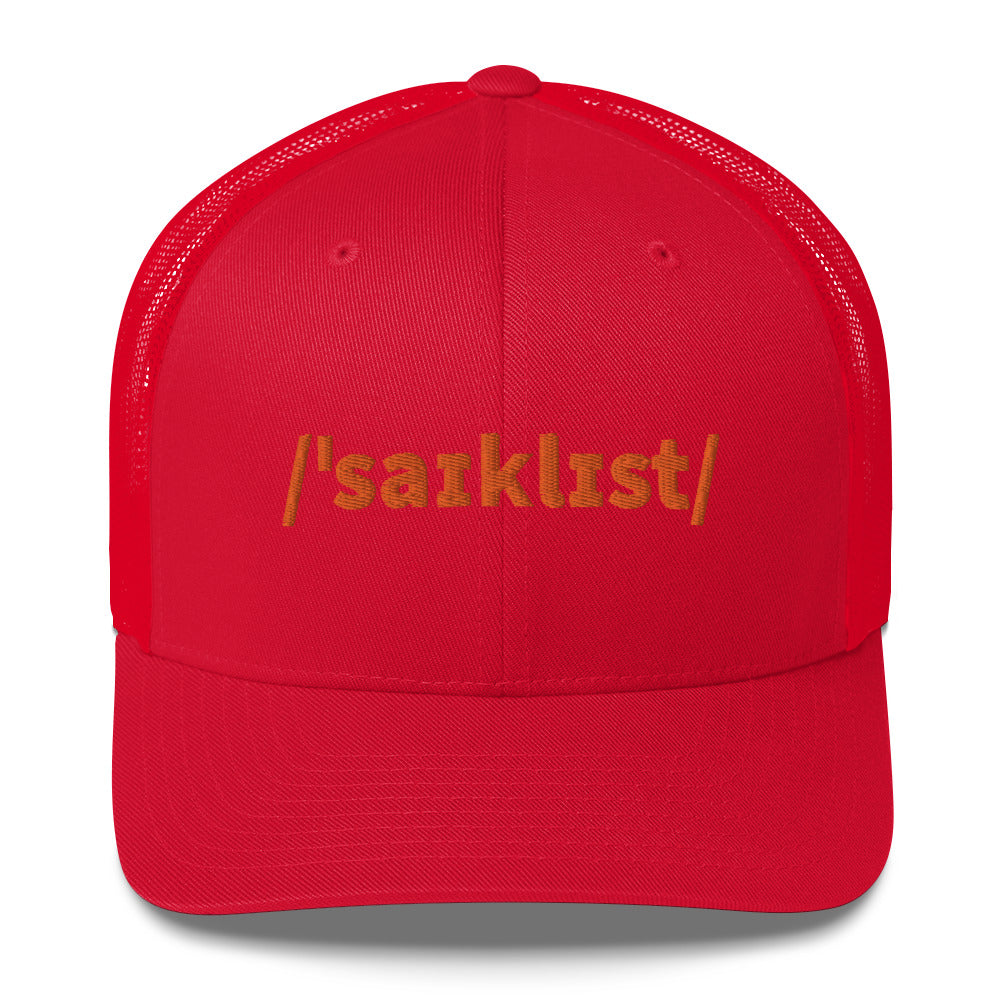 Cyclist Truckers Cap, Phonetic Spelling, Adult Cyclist