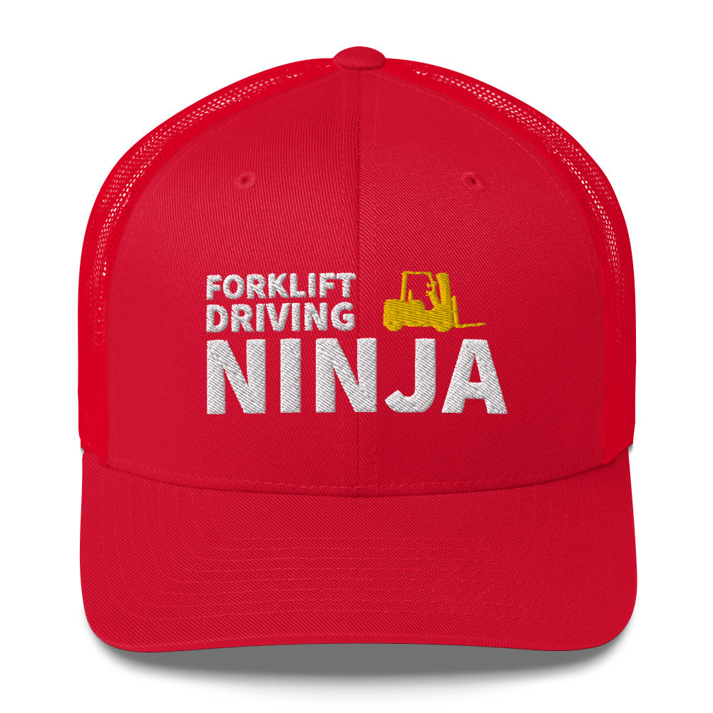 Forklift Driving Ninja Cap. Embroidered Trucker Cap