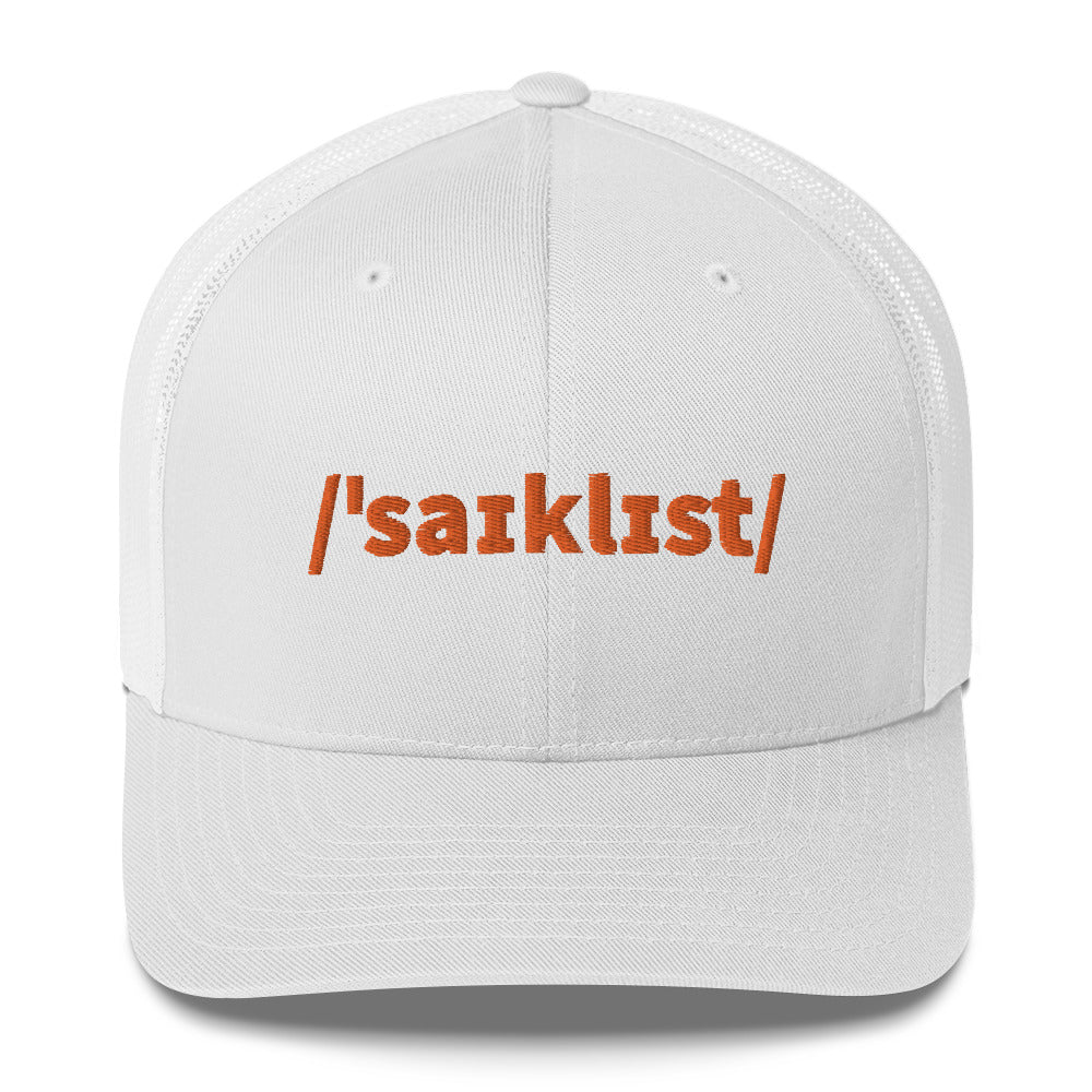 Cyclist Truckers Cap, Phonetic Spelling, Adult Cyclist