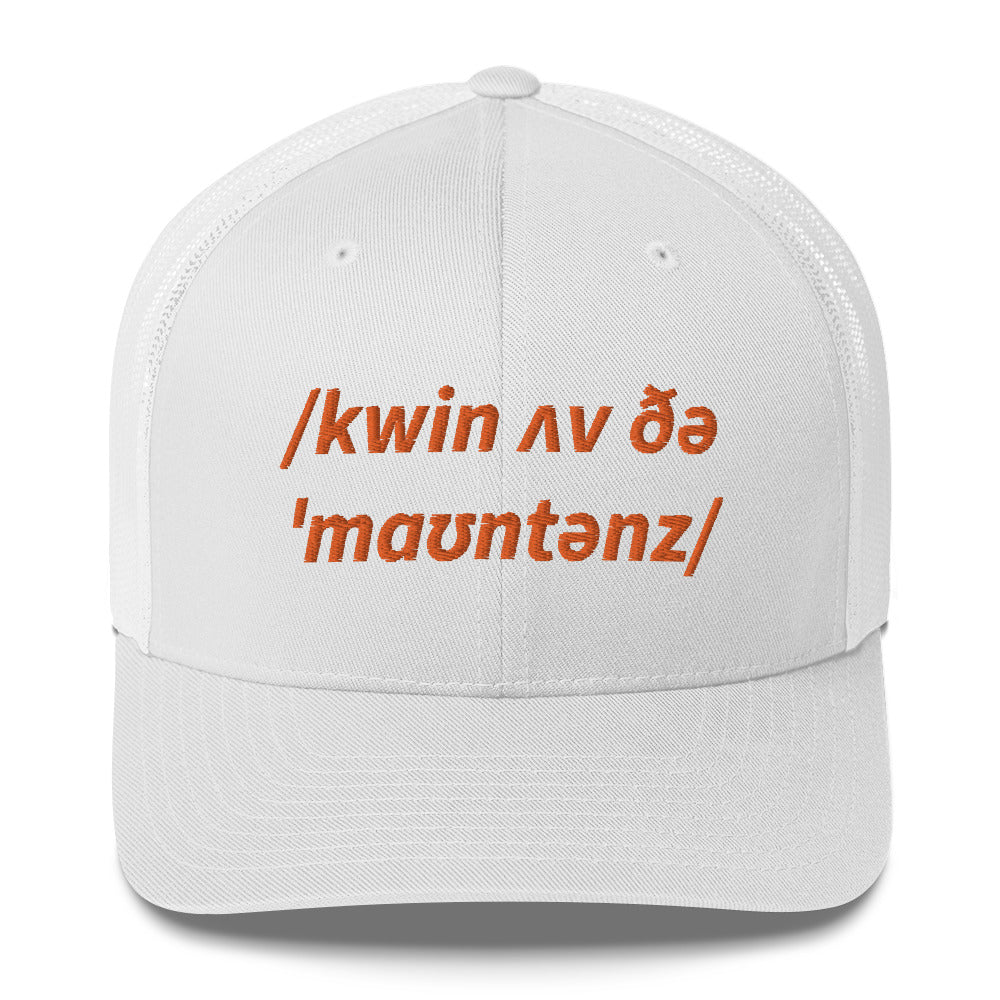 Queen Of The Mountains QOM Truckers Cap, Phonetic Spelling, Adult