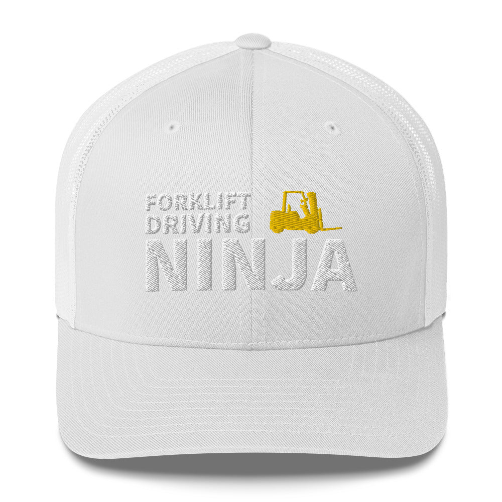 Forklift Driving Ninja Cap. Embroidered Trucker Cap