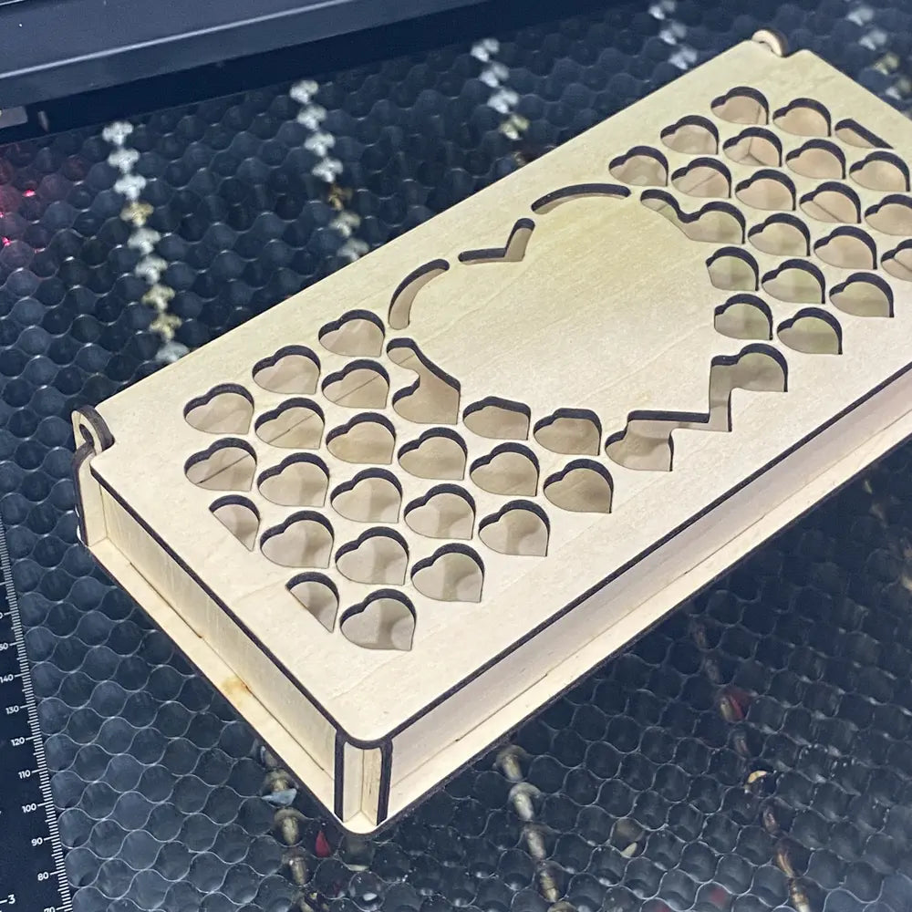 Valentine Wooden Pencil Case with Heart Cut-Out Lid – Personalised Gift